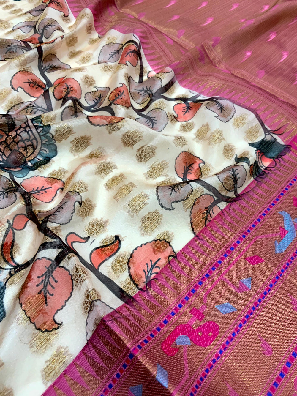 Elevate Kalamkari Printed Tissue Saree