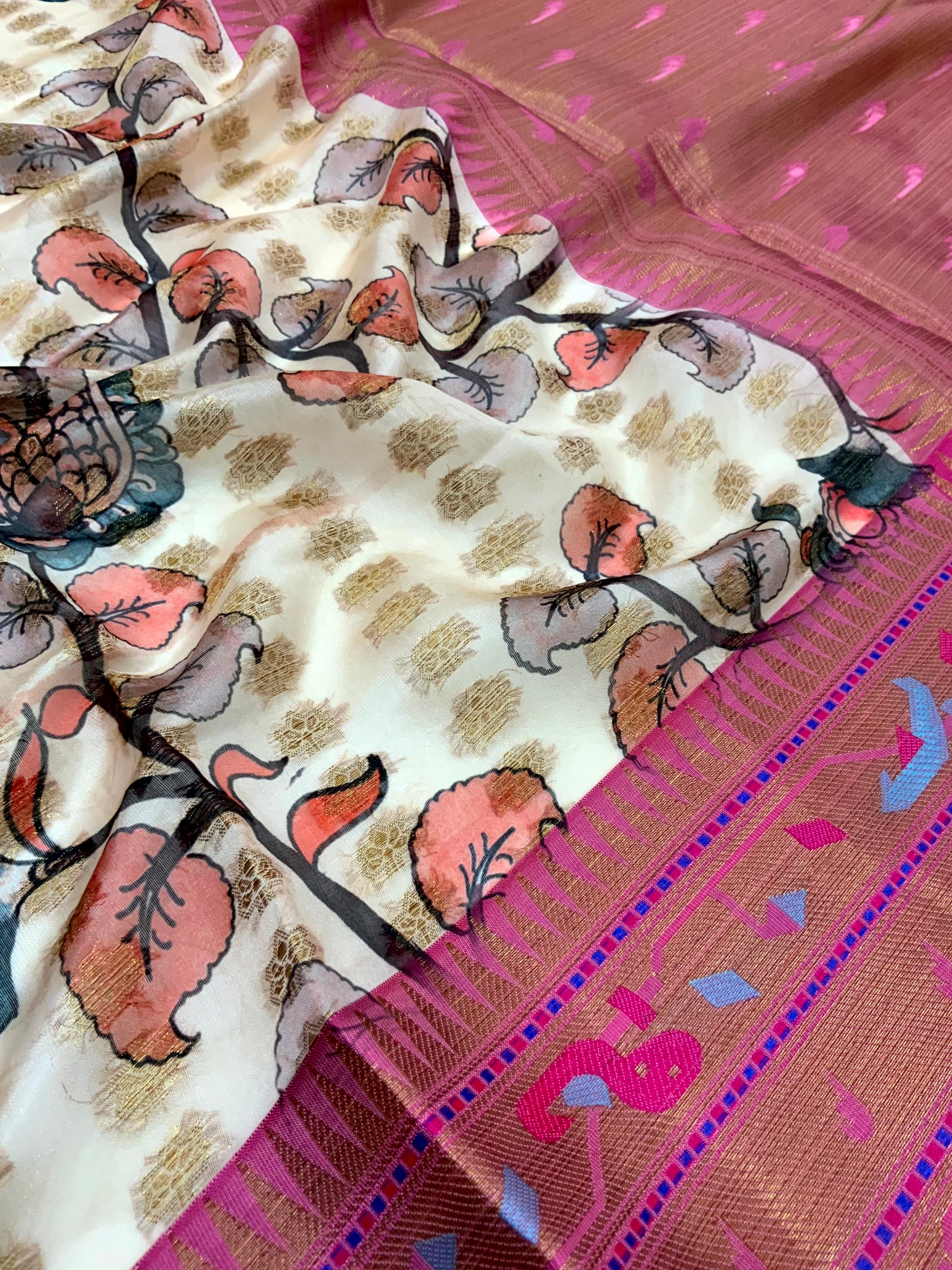 Elevate Kalamkari Printed Tissue Saree