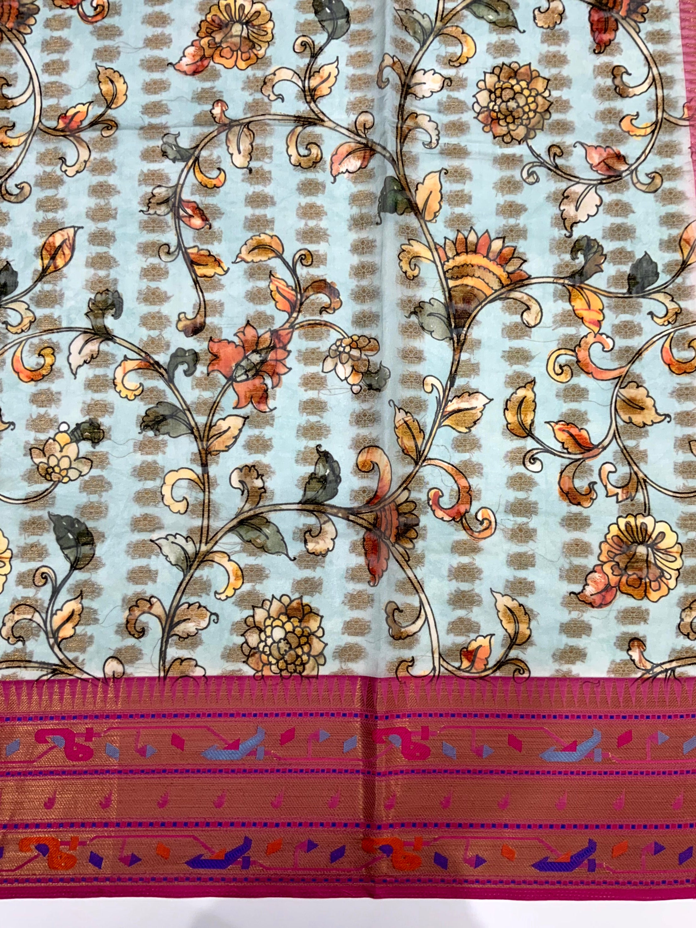 Regal Kalamkari Printed Tissue Saree