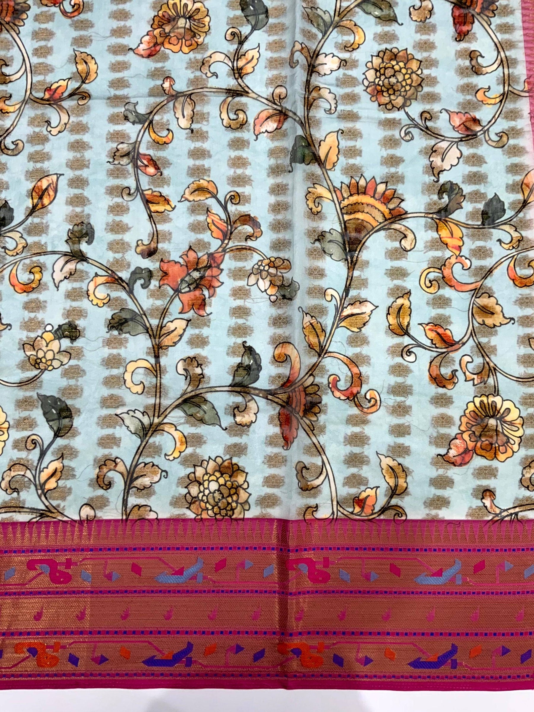 Regal Kalamkari Printed Tissue Saree