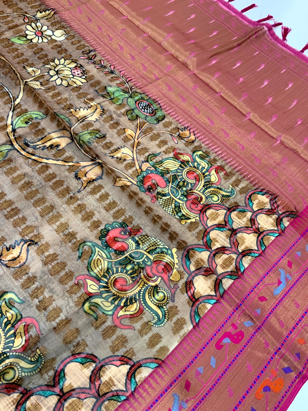 Heritage Kalamkari Printed Tissue Saree