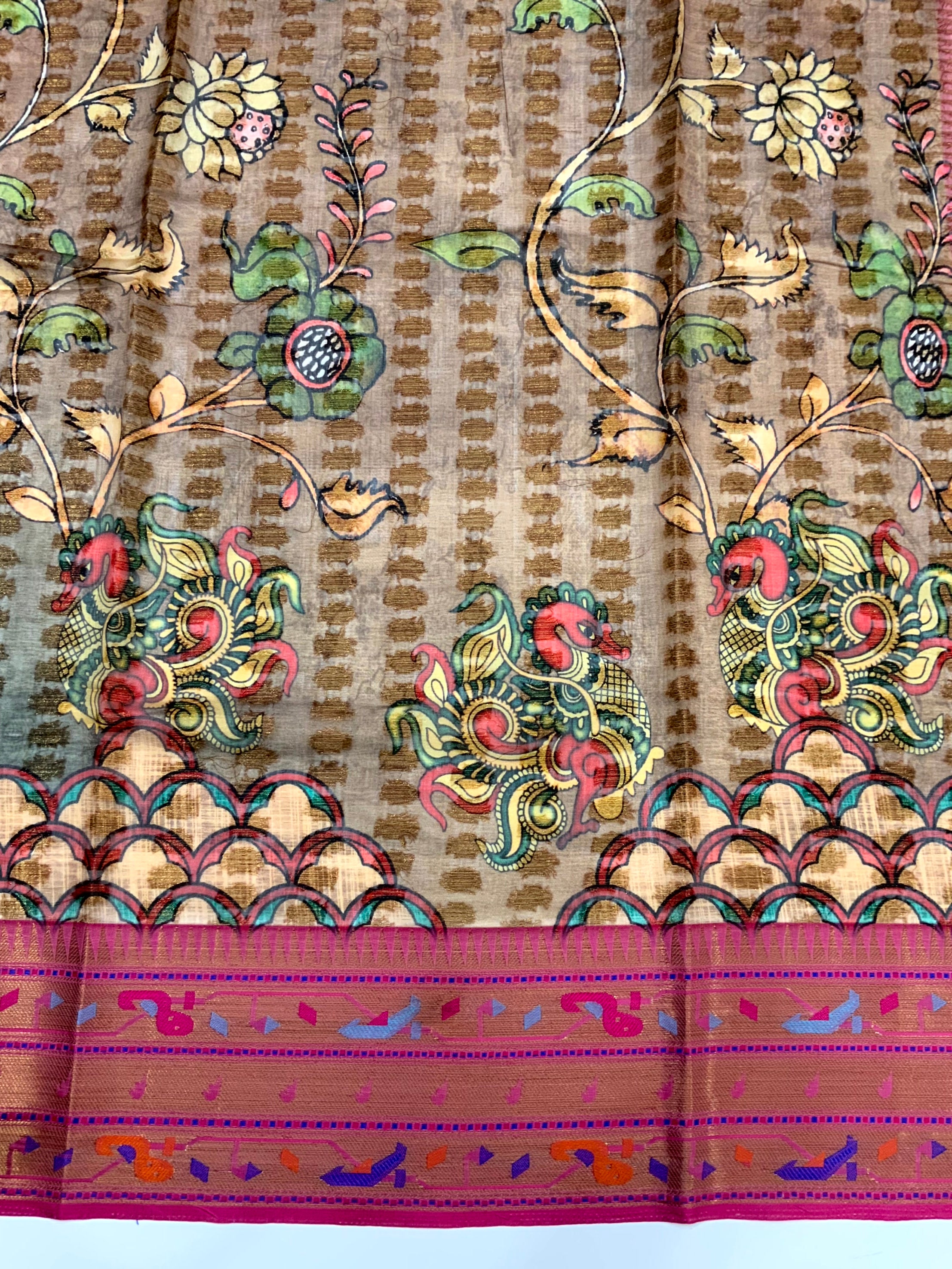 Heritage Kalamkari Printed Tissue Saree