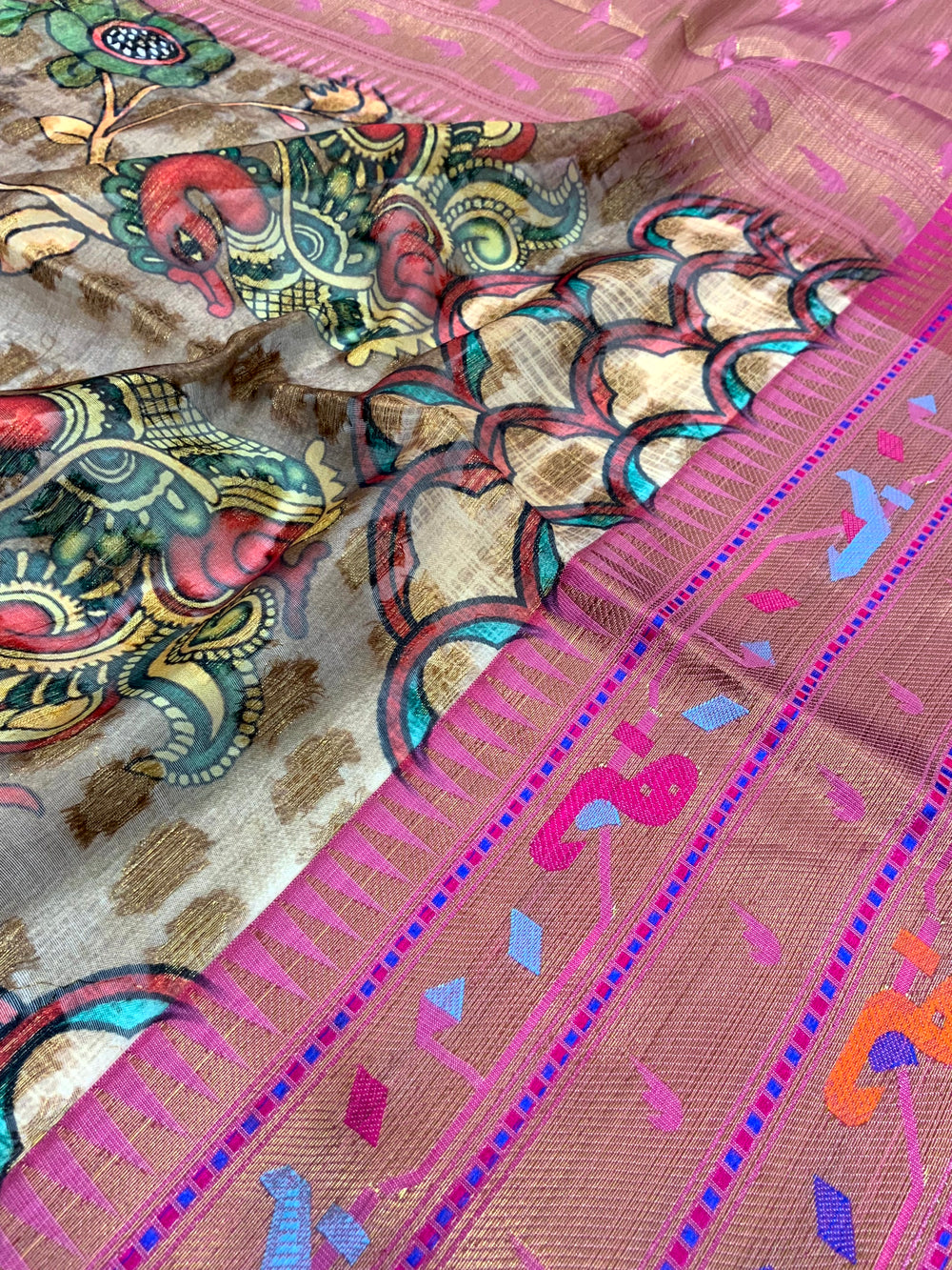 Heritage Kalamkari Printed Tissue Saree