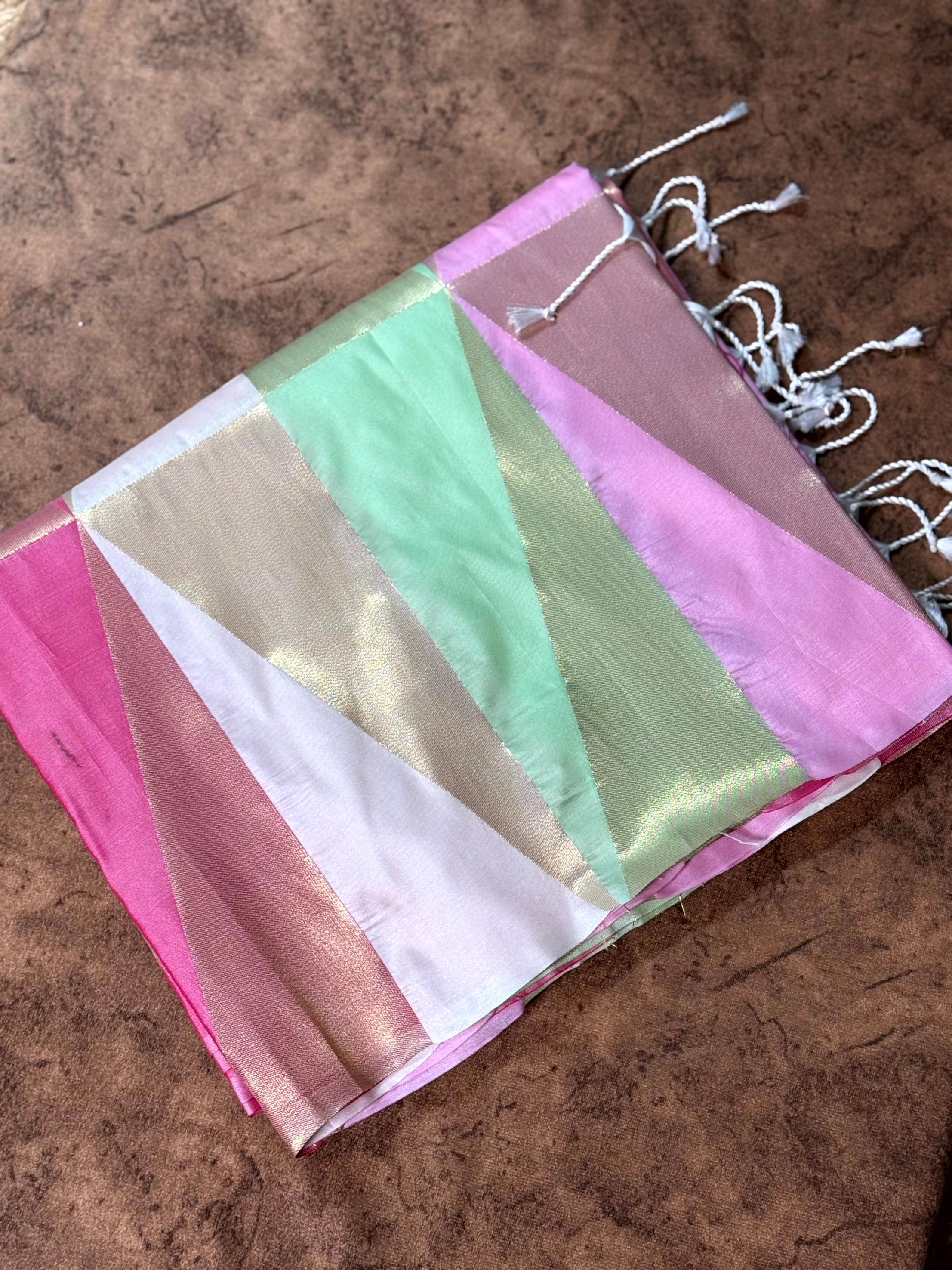Multicolor Geometric Kanjivaram Saree