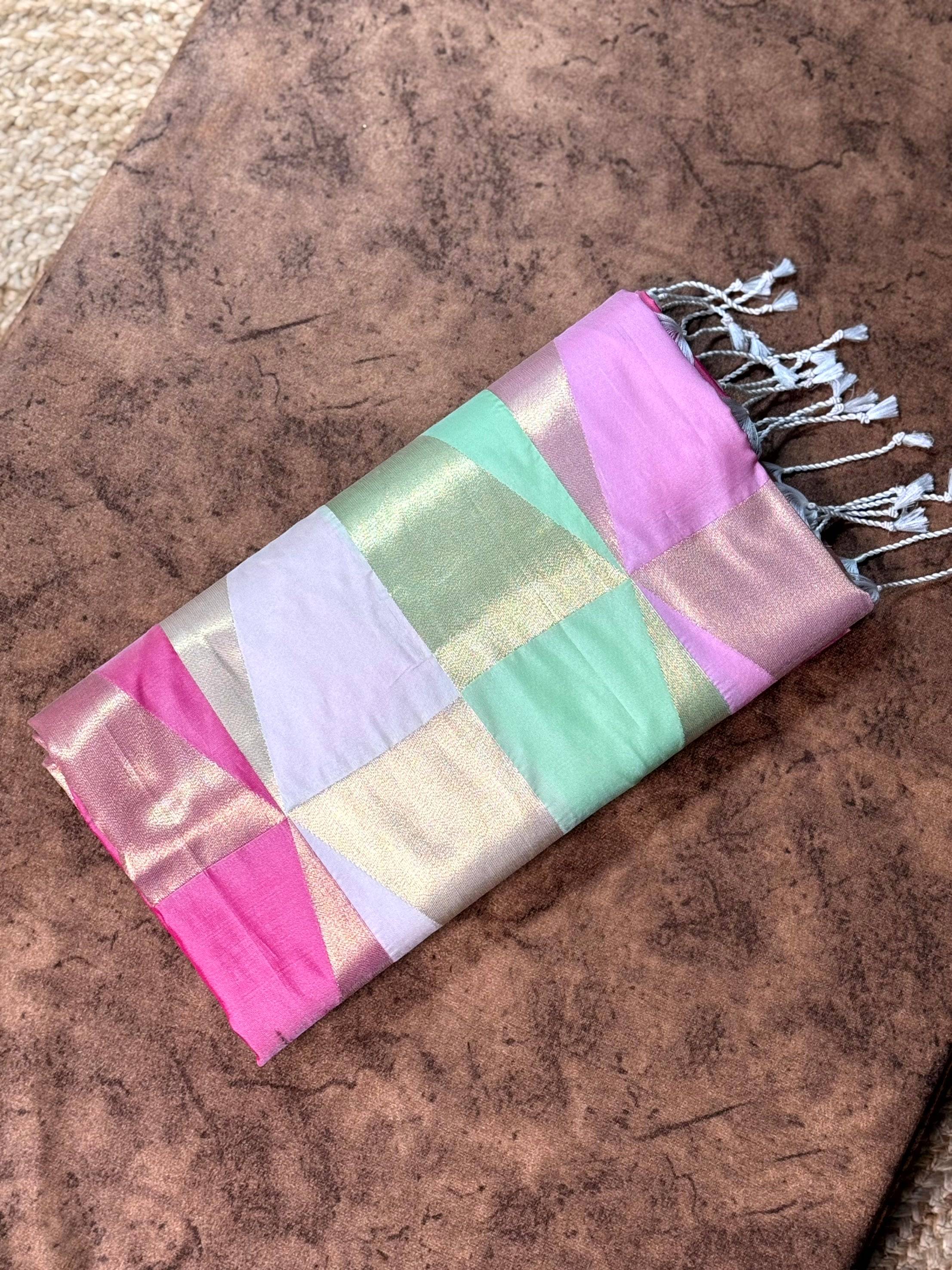 Multicolor Geometric Kanjivaram Saree