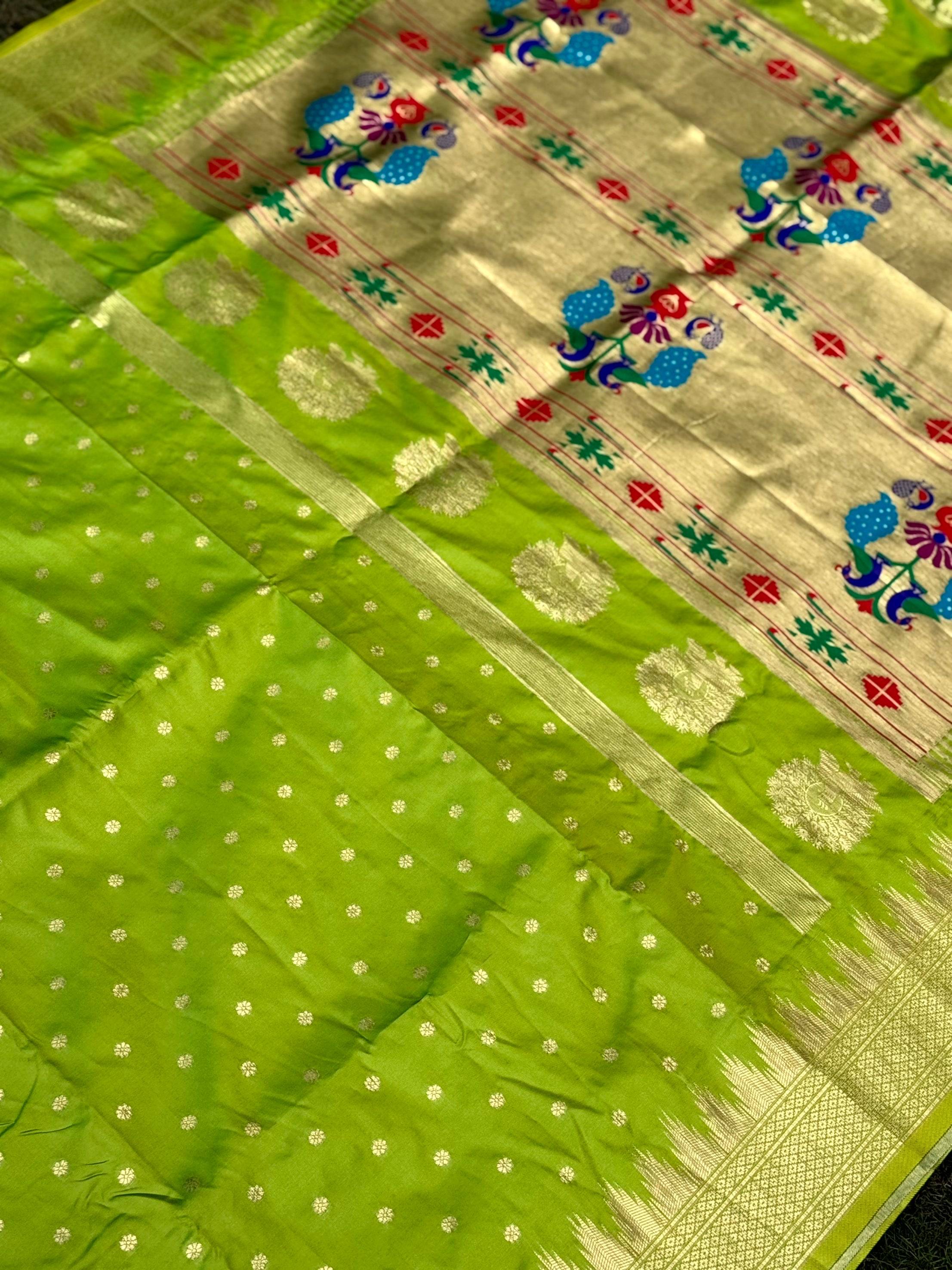 Green Dual Tone Zari Banarasi Paithani Saree