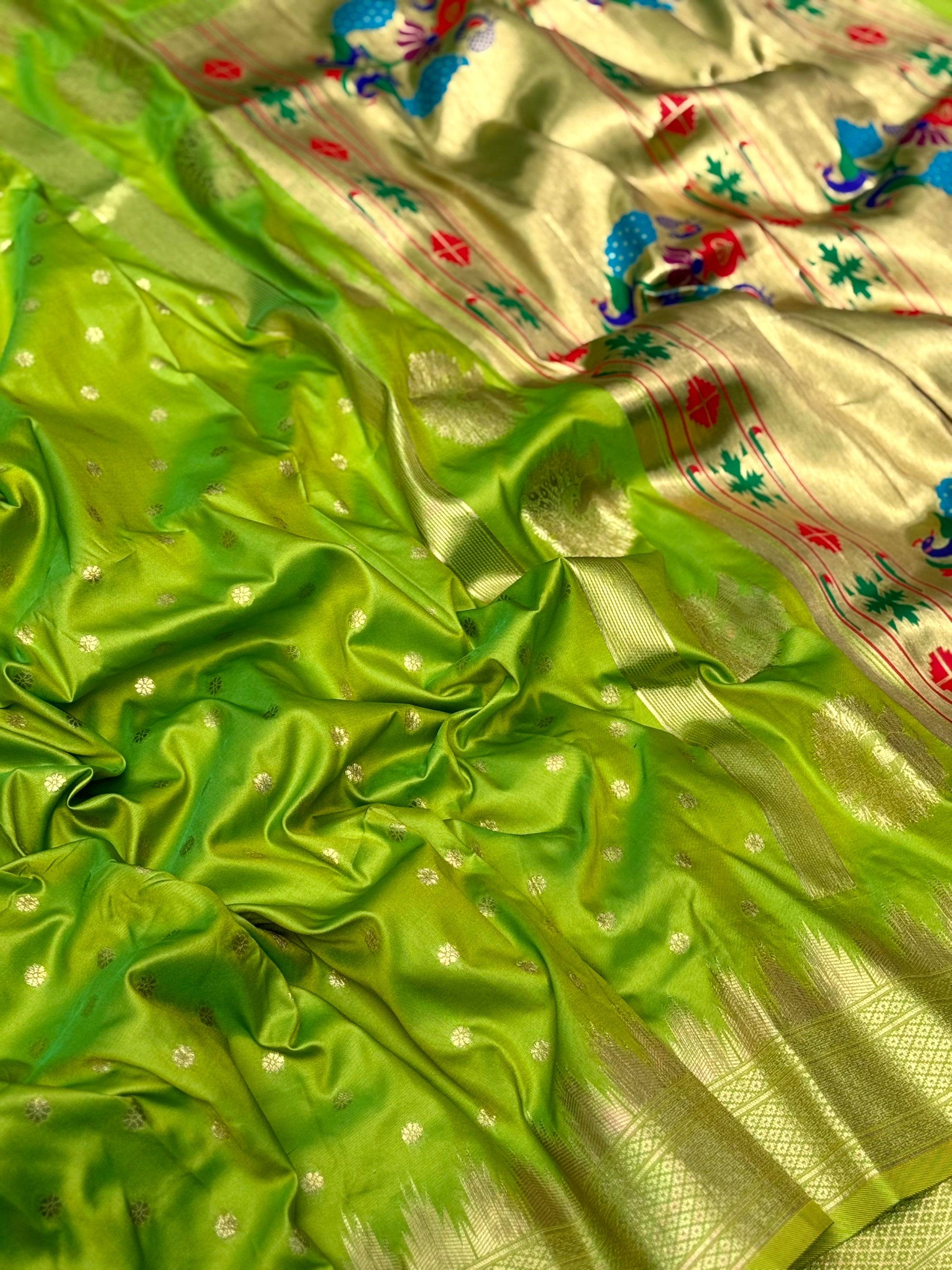 Green Dual Tone Zari Banarasi Paithani Saree