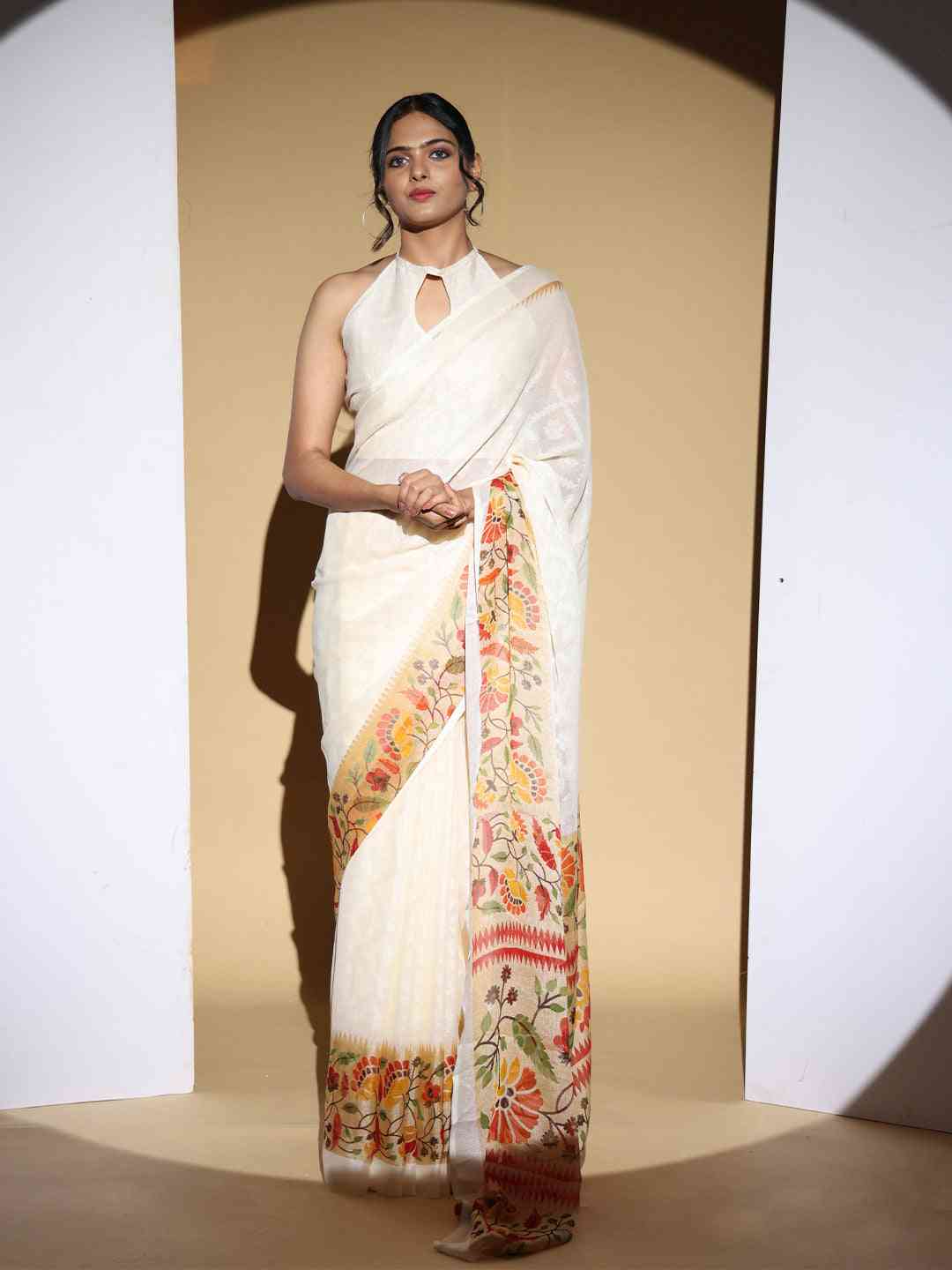 Soft Georgette Multi Colored Designer Saree