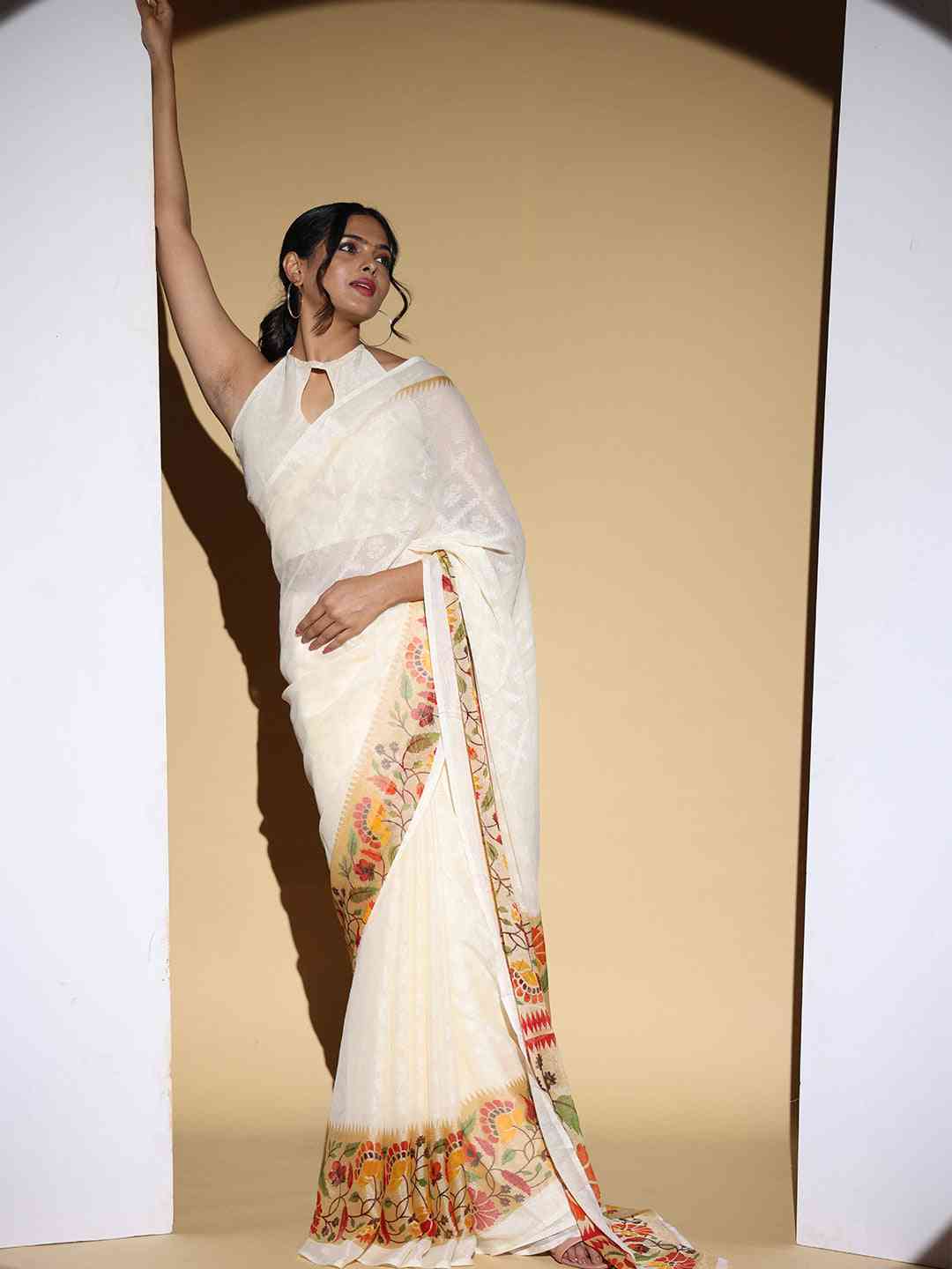 Soft Georgette Multi Colored Designer Saree