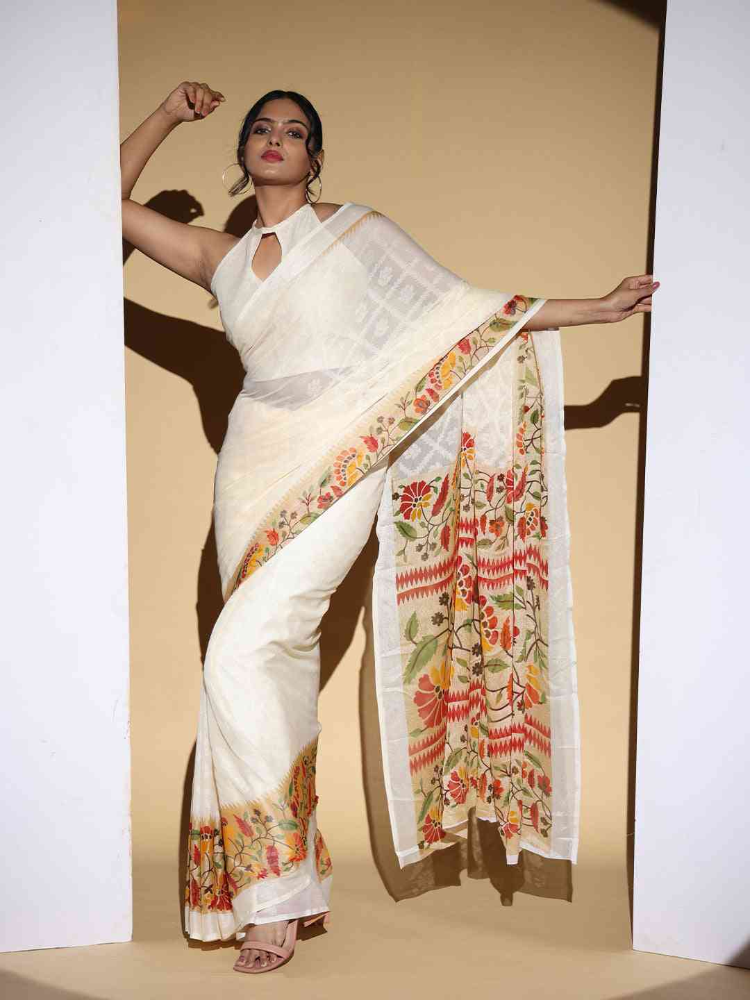 Soft Georgette Multi Colored Designer Saree