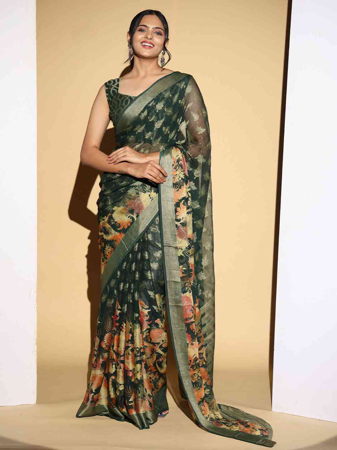Soft Georgette Multi Colored Designer Saree