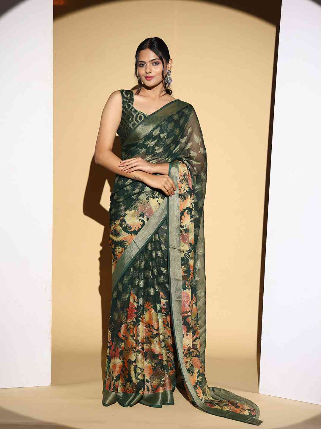 Soft Georgette Multi Colored Designer Saree