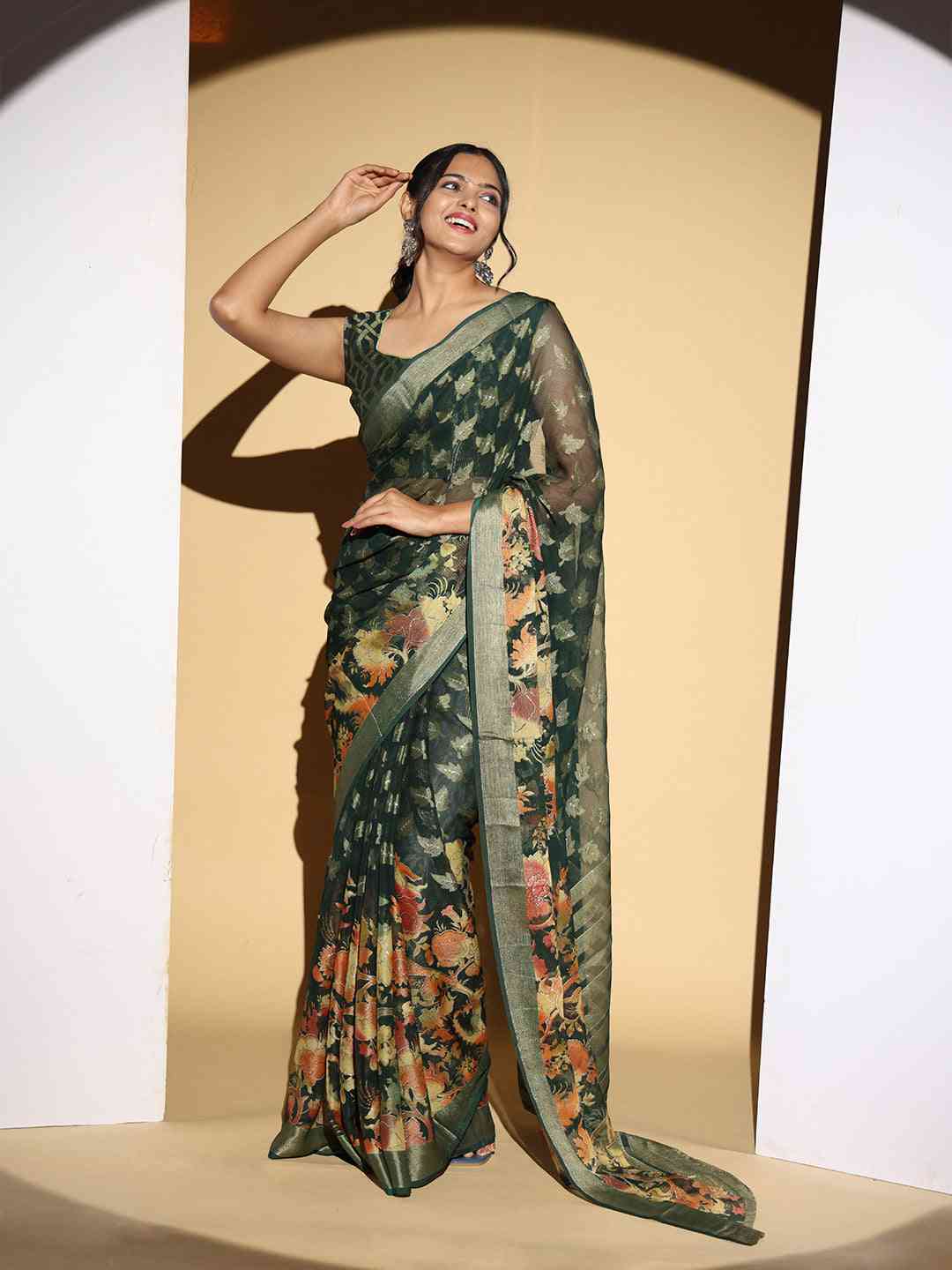 Soft Georgette Multi Colored Designer Saree