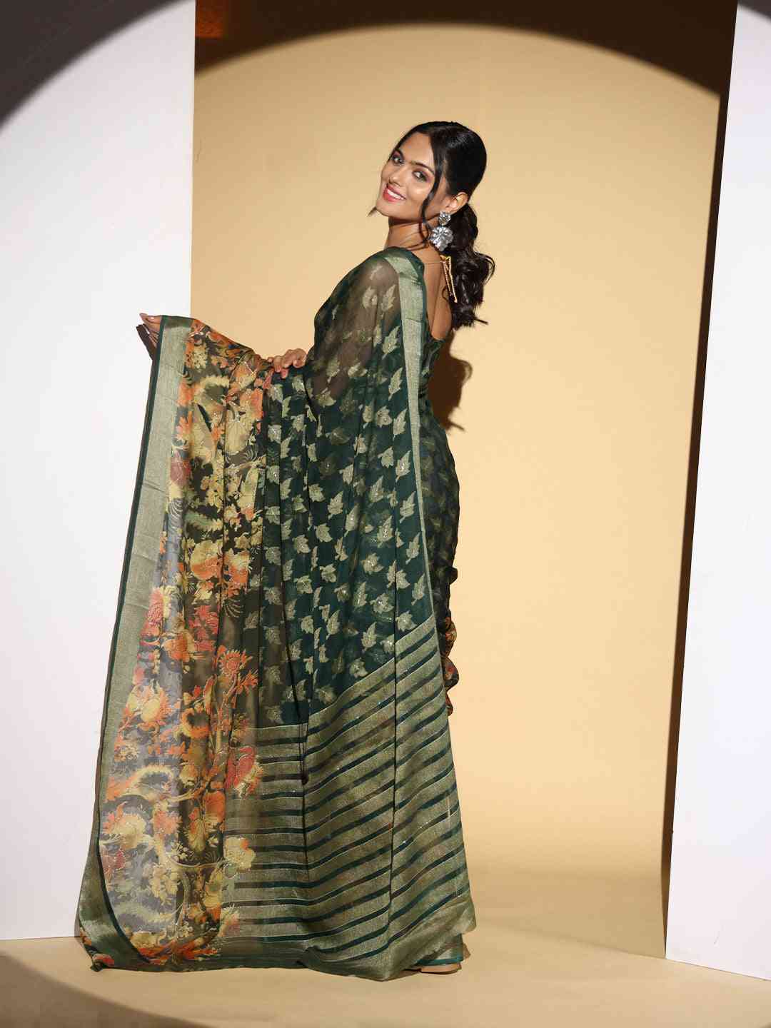 Soft Georgette Multi Colored Designer Saree