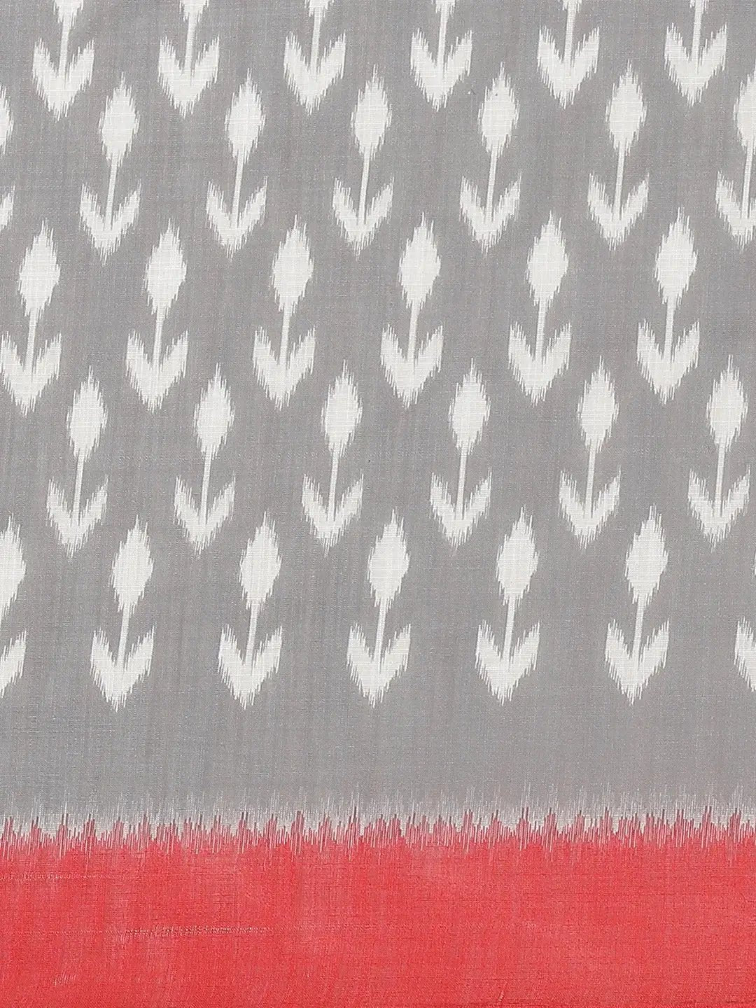 Buy Soft Linen Ikkat Kalamkari Digital Print Saree