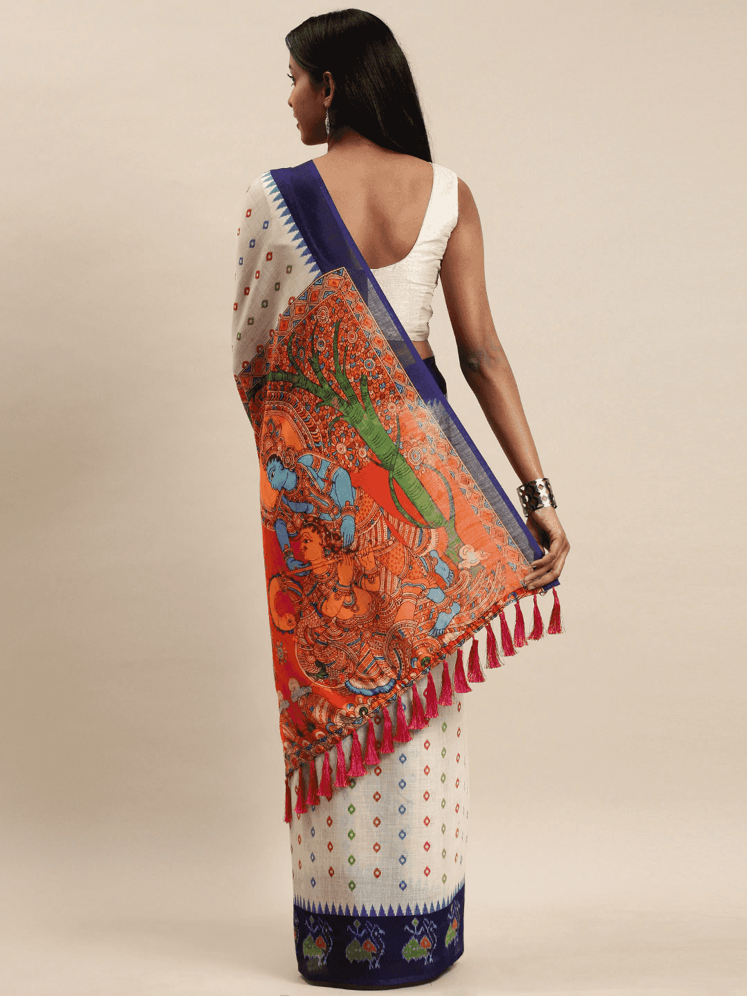 Buy Soft Linen Ikkat Digital Print Saree | Vastranand