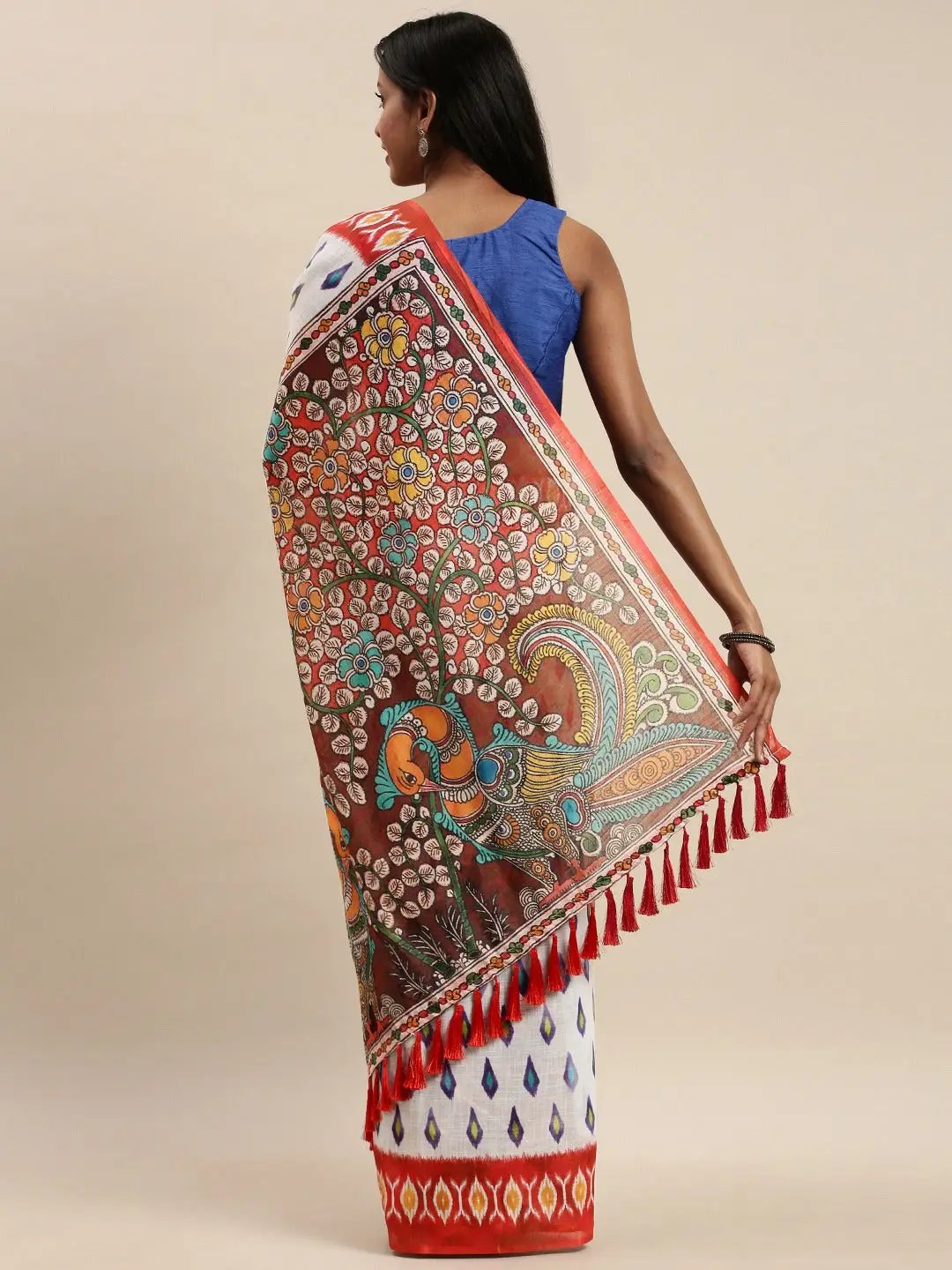Buy Soft Linen Ikkat Digital Print Saree | Vastranand
