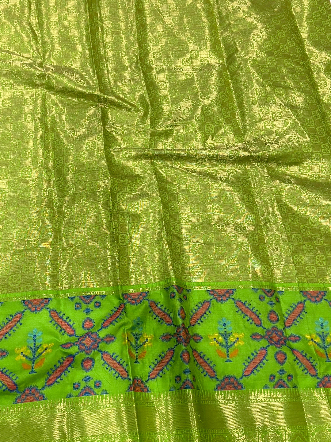 Grey Katan Silk Ikkat Saree