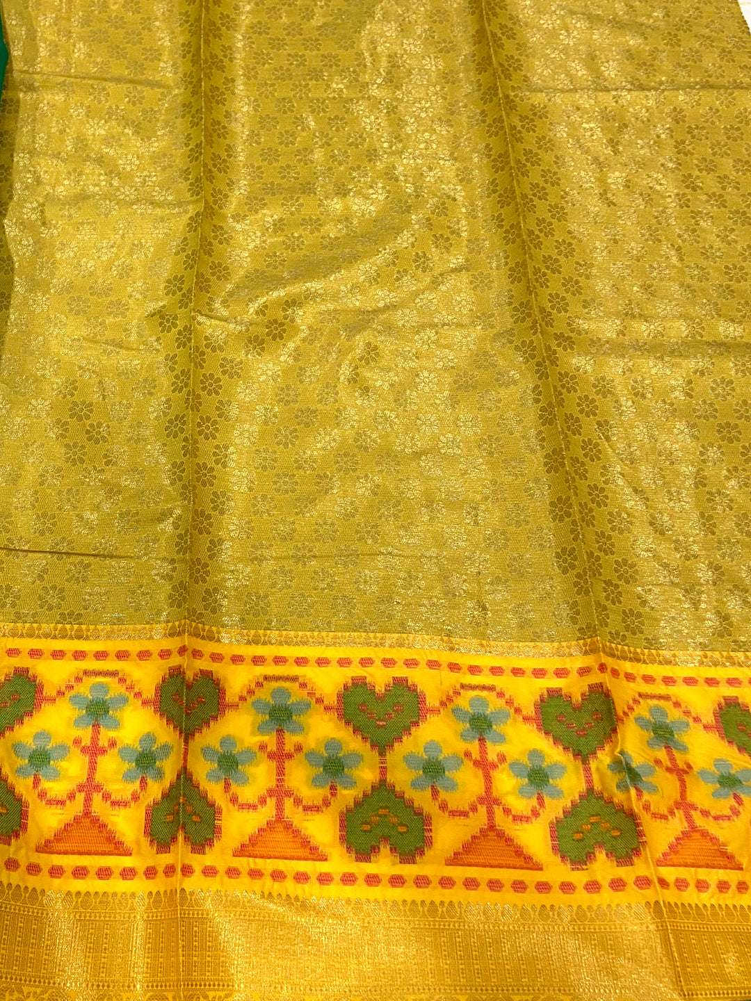 Green Katan Silk Ikkat Saree