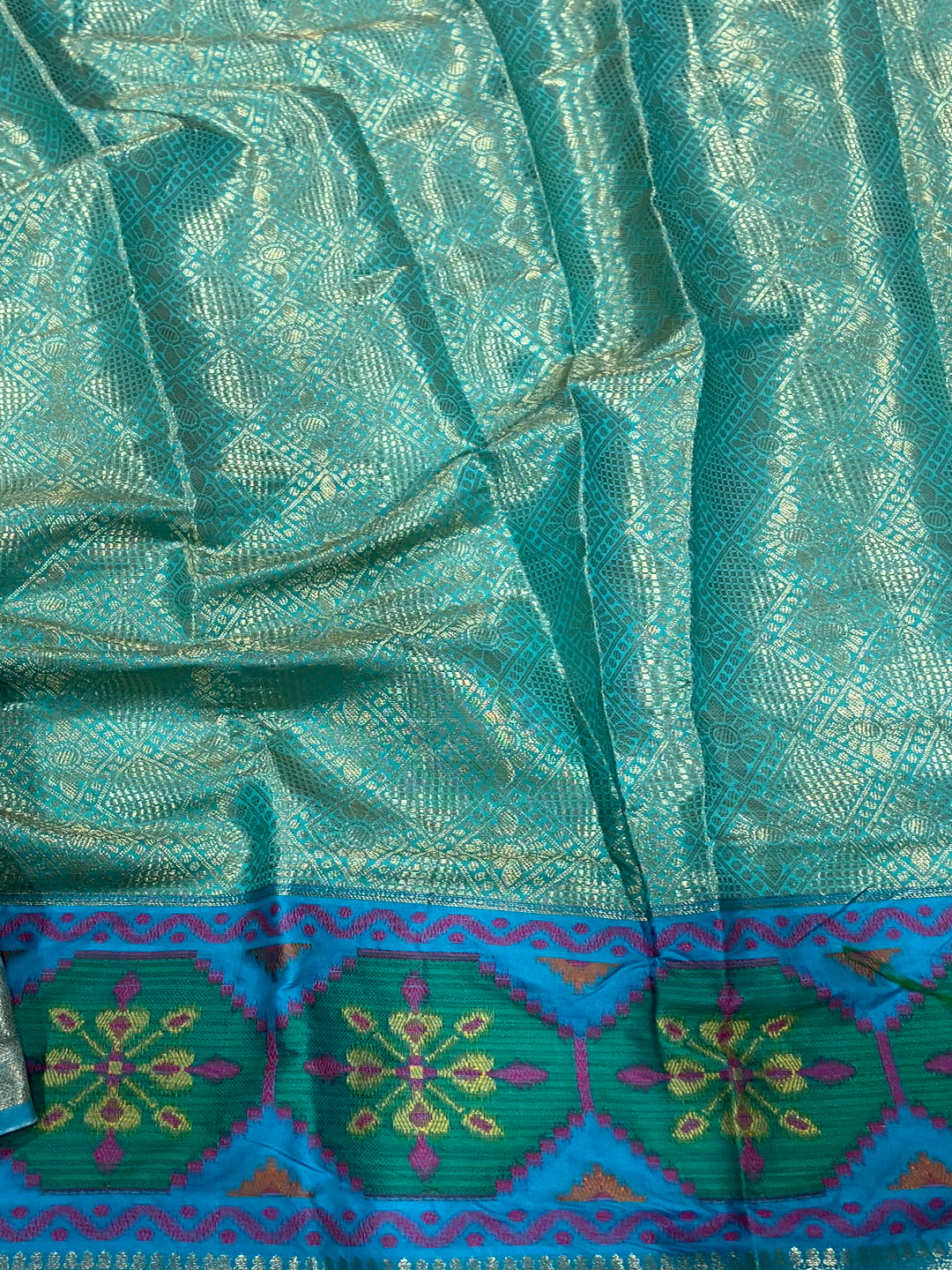 White Katan Silk Ikkat Saree