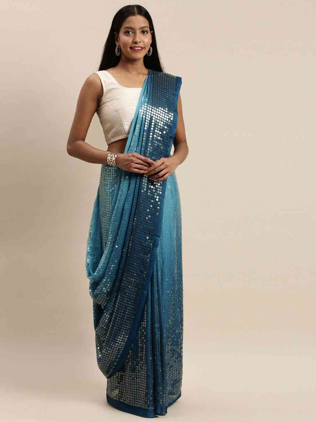 Shop Desiner Ombre Two Tone Sequence Saree at Vastranand