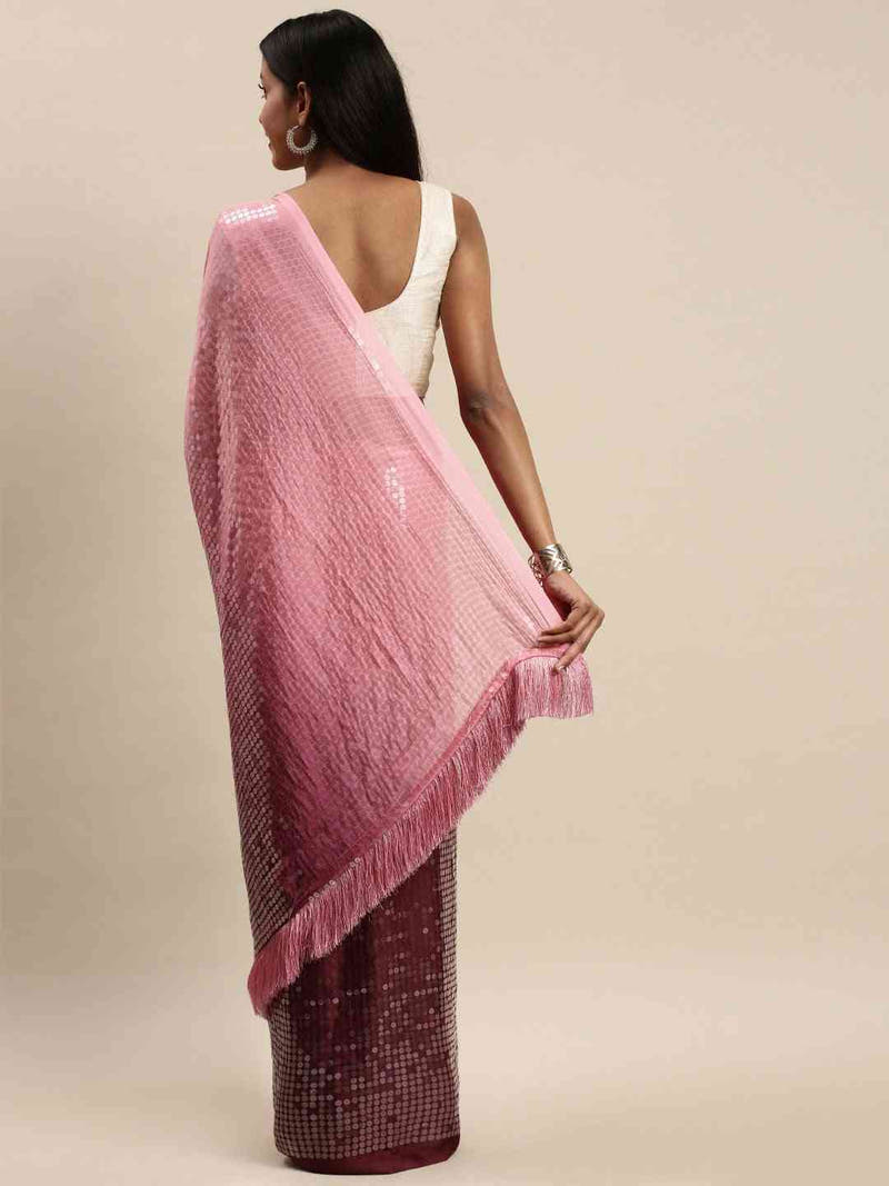 Shop Desiner Ombre Two Tone Sequence Saree at Vastranand