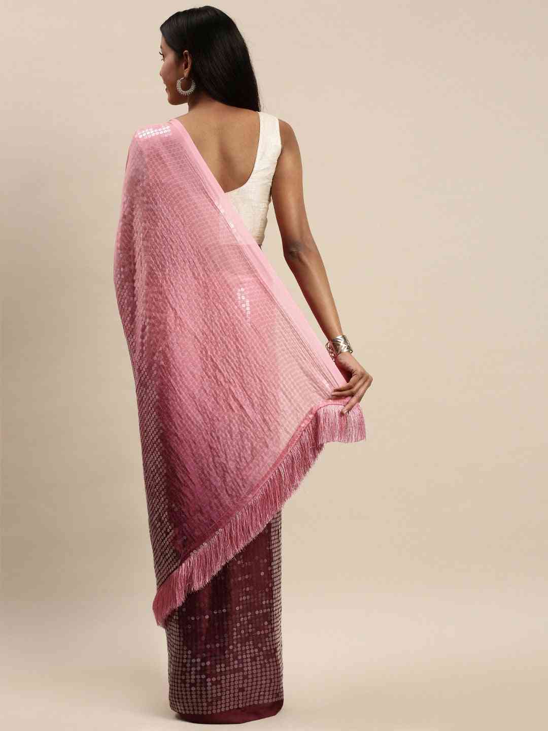 Shop Desiner Ombre Two Tone Sequence Saree at Vastranand