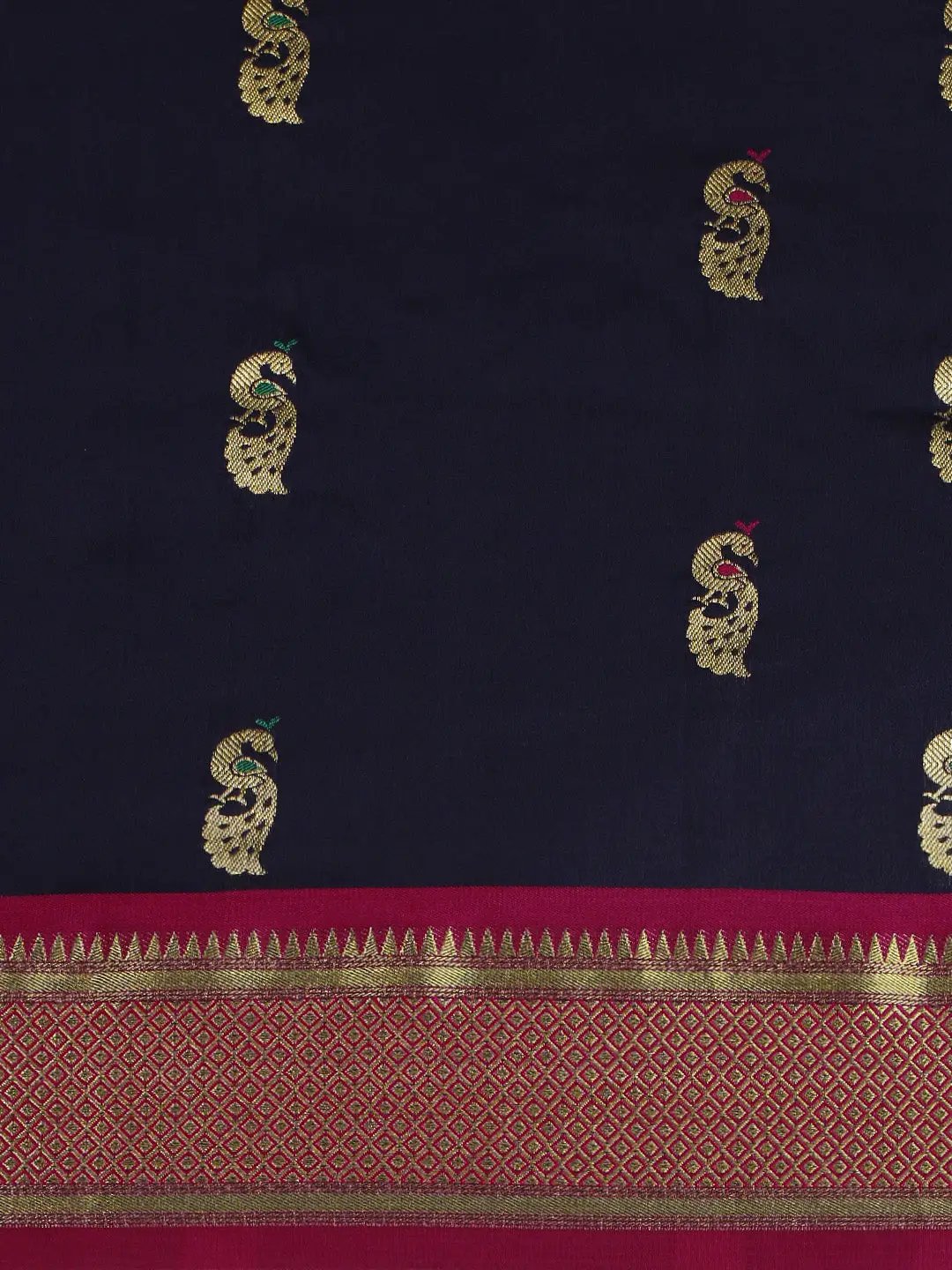 Trendy Yevla Paithani Minakari Work Silk Saree in Navy Colour