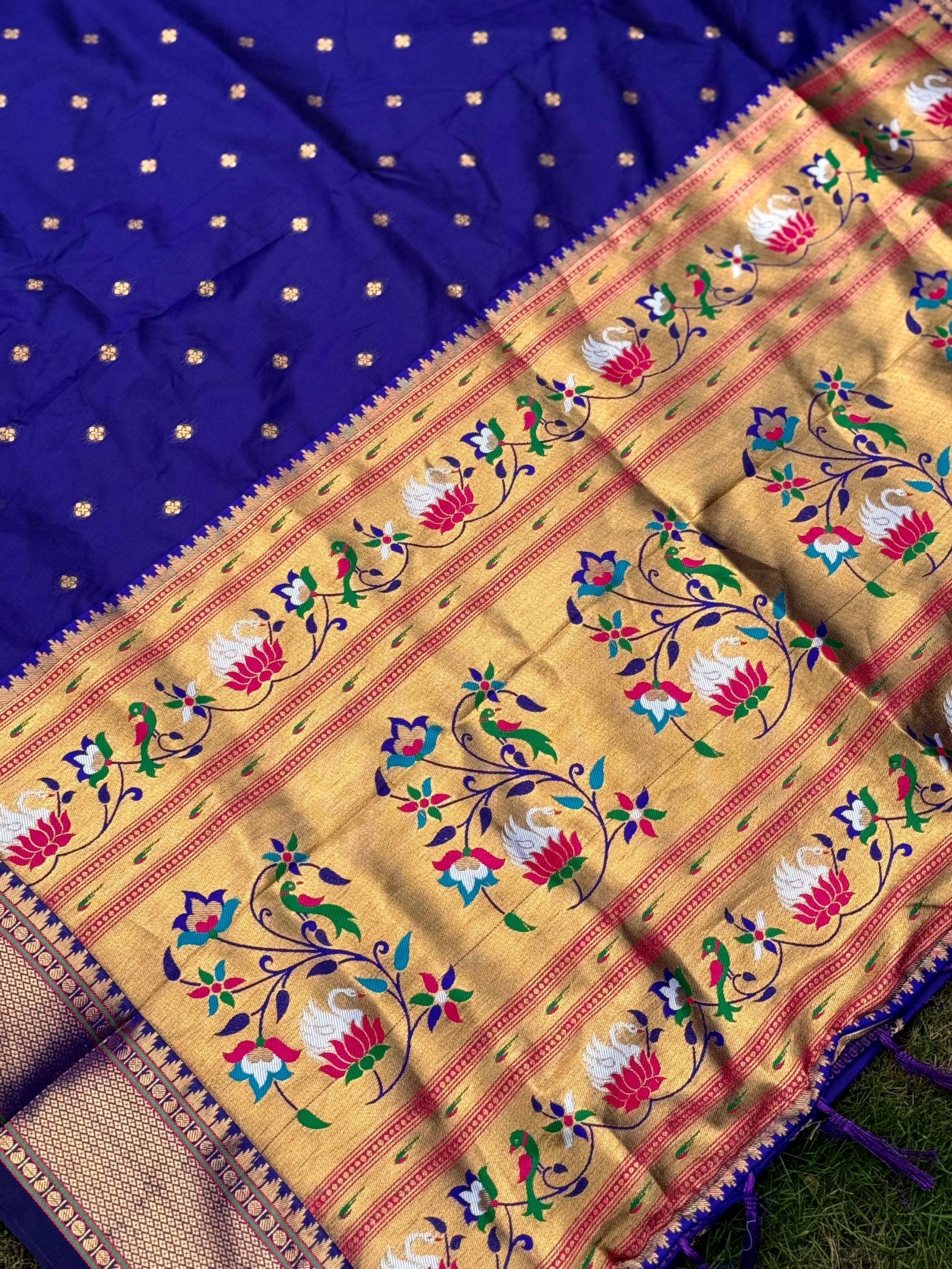 Purple Copper Zari Woven Soft Silk Paithani Saree
