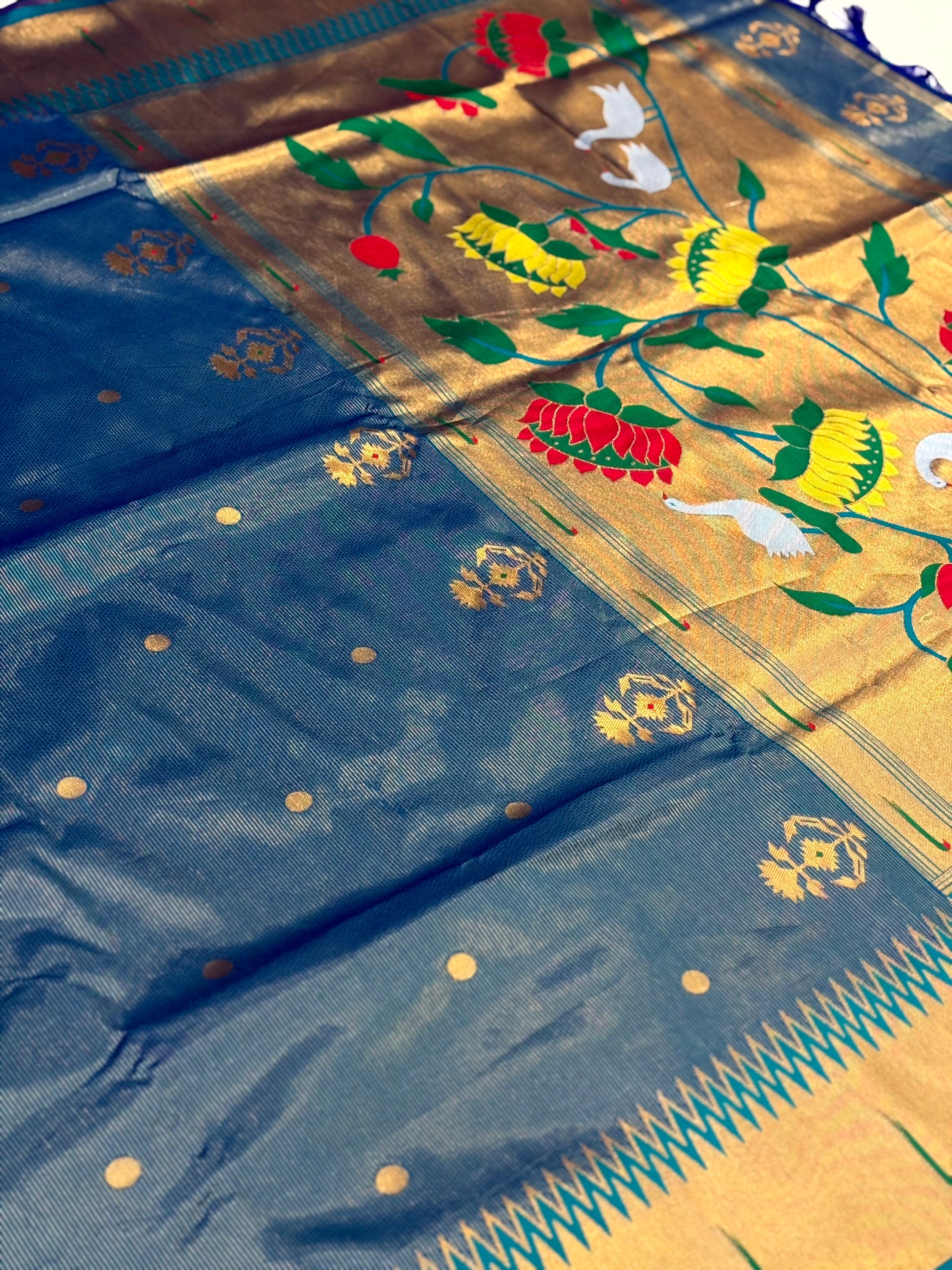 Golden Grace Zari Tissue Paithani Saree