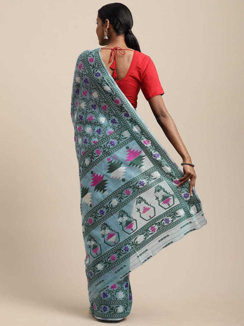 Dhakai Jamdani Cotton Silk Saree