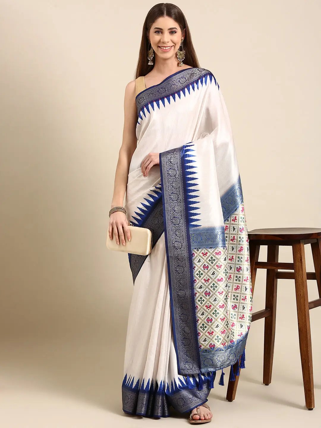 Ikkat Digital Print Soft Silk Saree