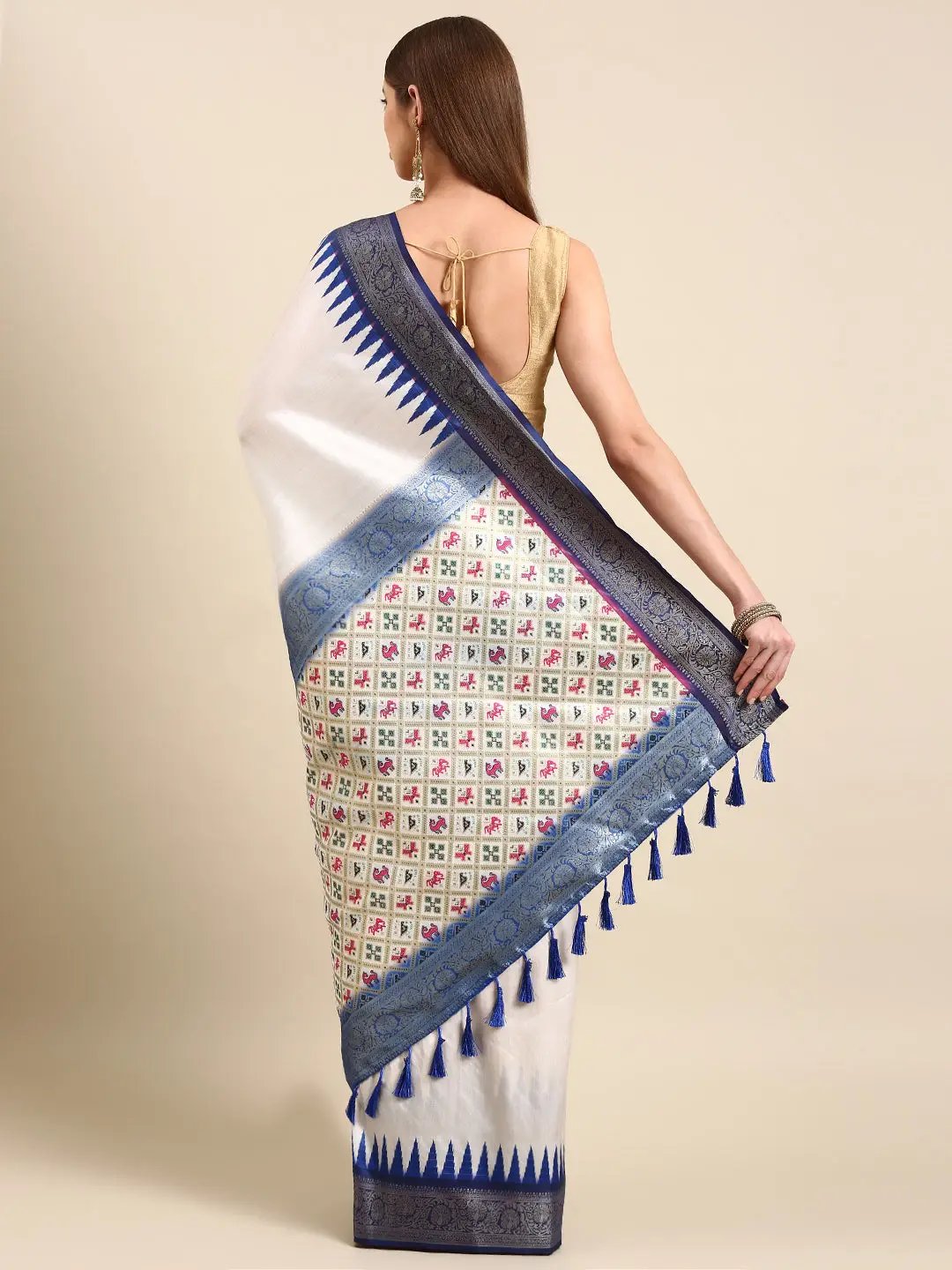 Ikkat Digital Print Soft Silk Saree
