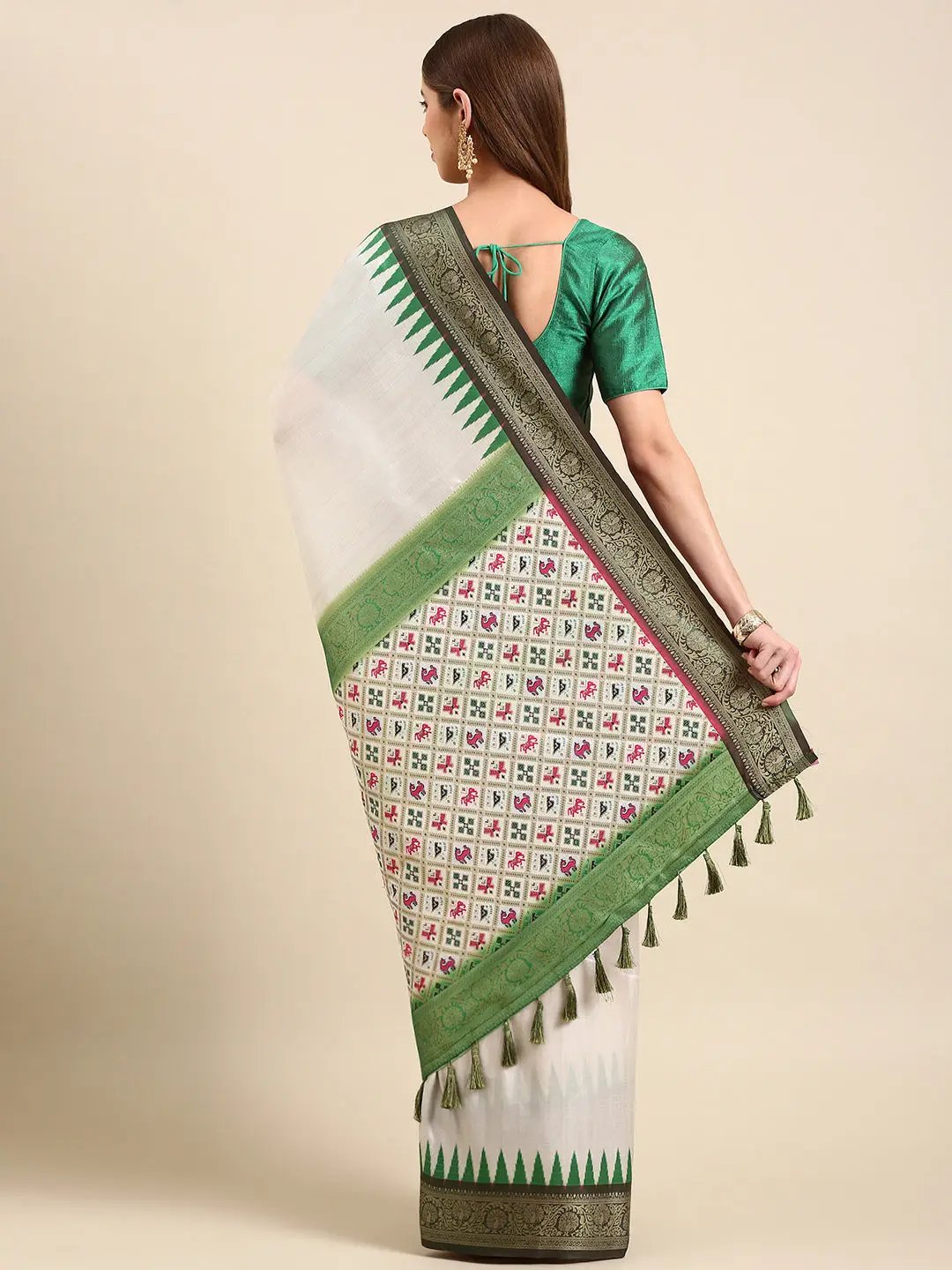 Ikkat Digital Print Soft Silk Saree