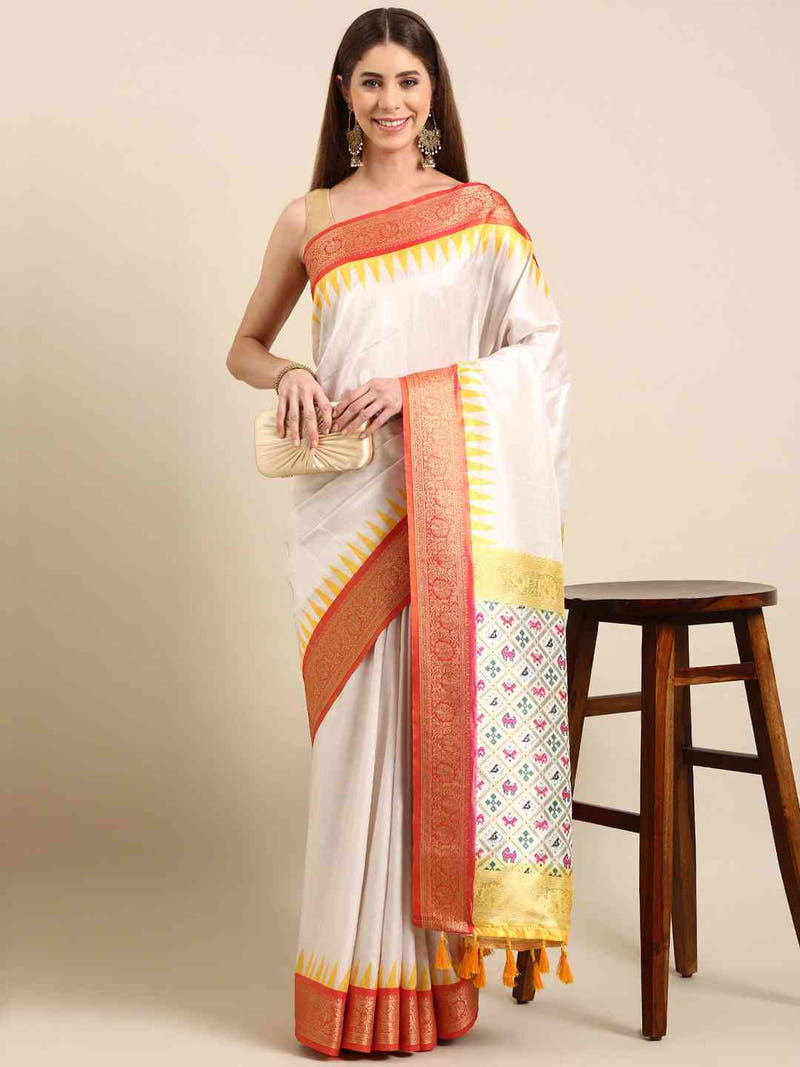 Ikkat Digital Print Soft Silk Saree