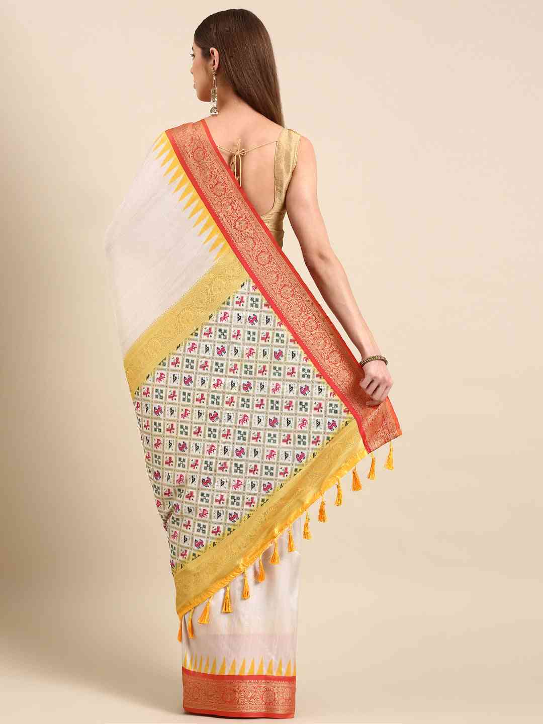 Ikkat Digital Print Soft Silk Saree
