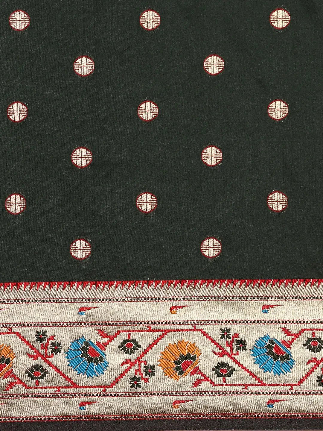 Dark Green Colour Yevla Paithani Soft Silk Saree