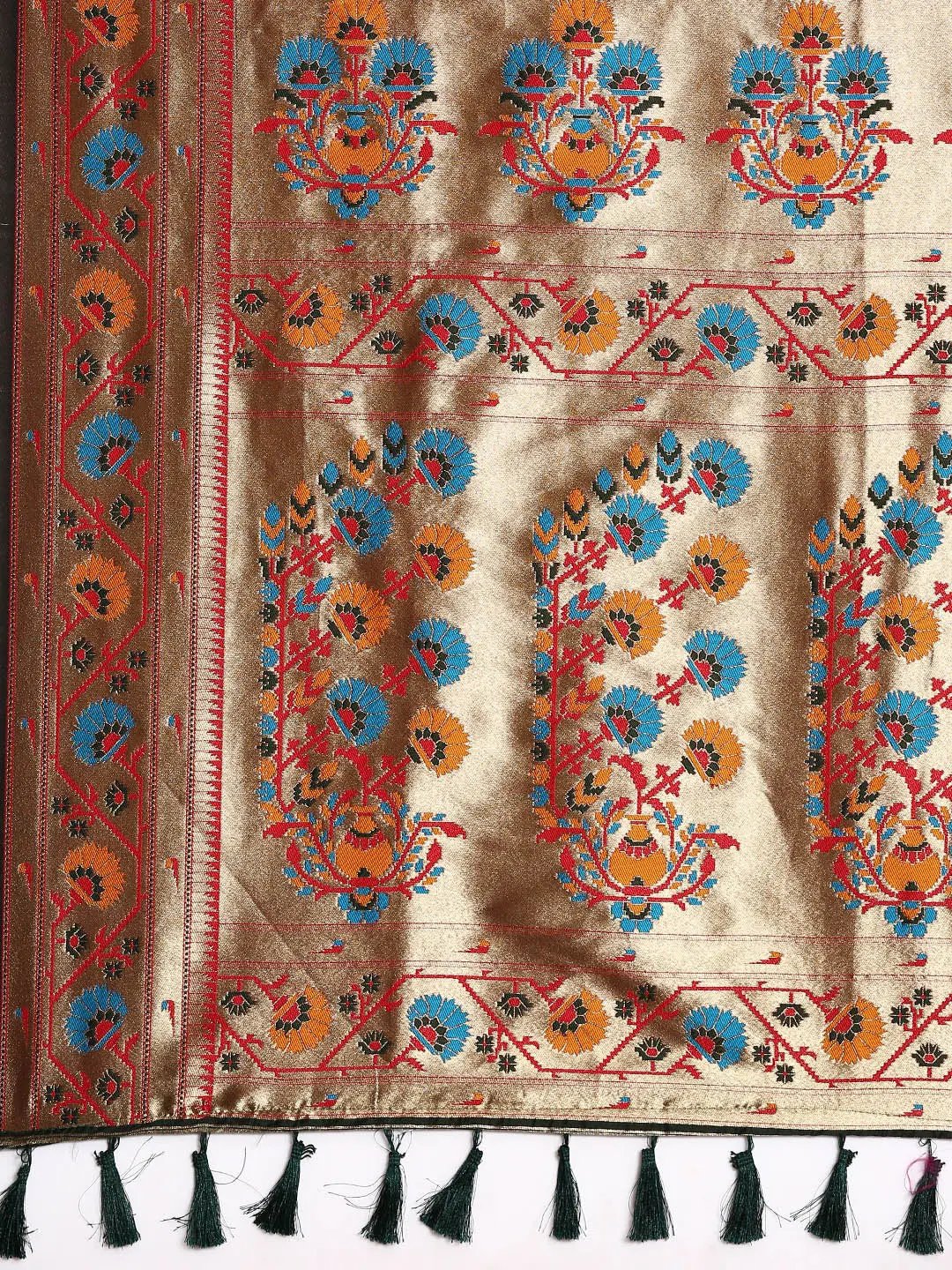 Dark Green Colour Yevla Paithani Soft Silk Saree