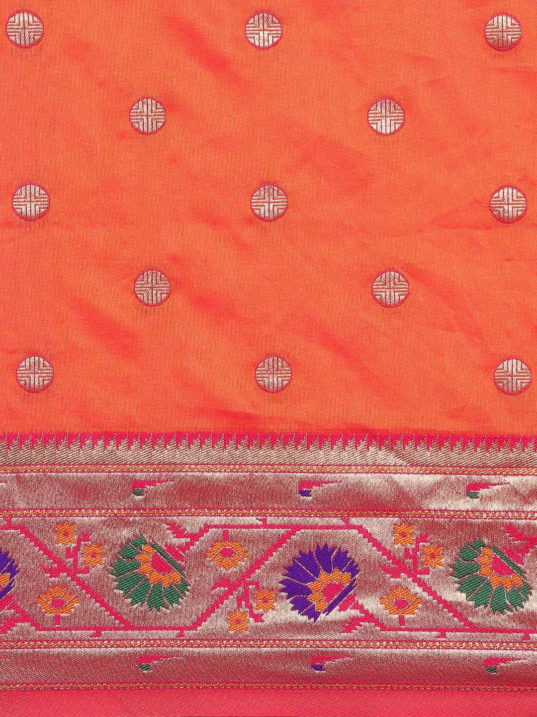 Orange Colour Yevla Paithani Soft Silk Saree
