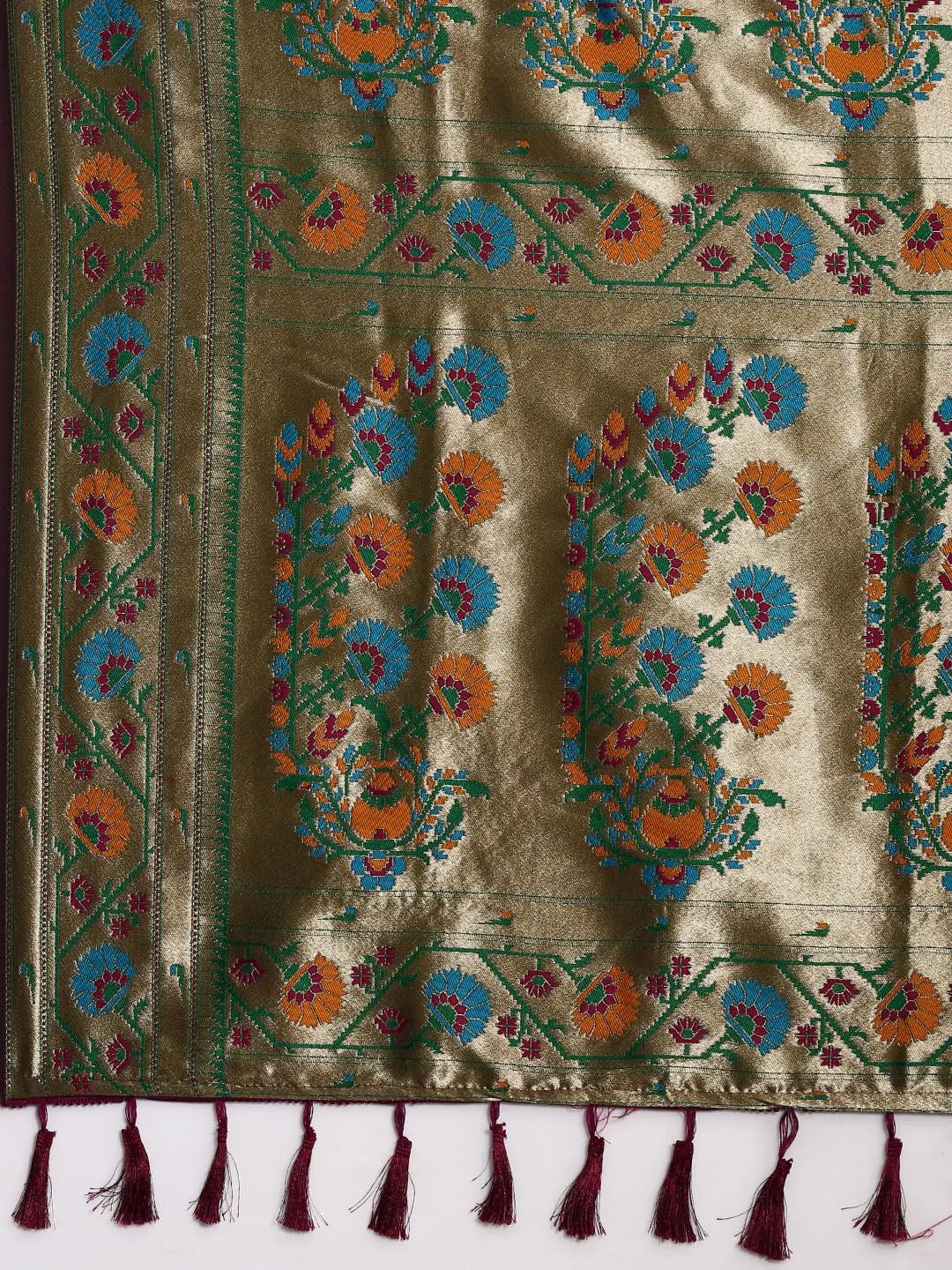 Yevla Paithani Minakari Border Silk Saree
