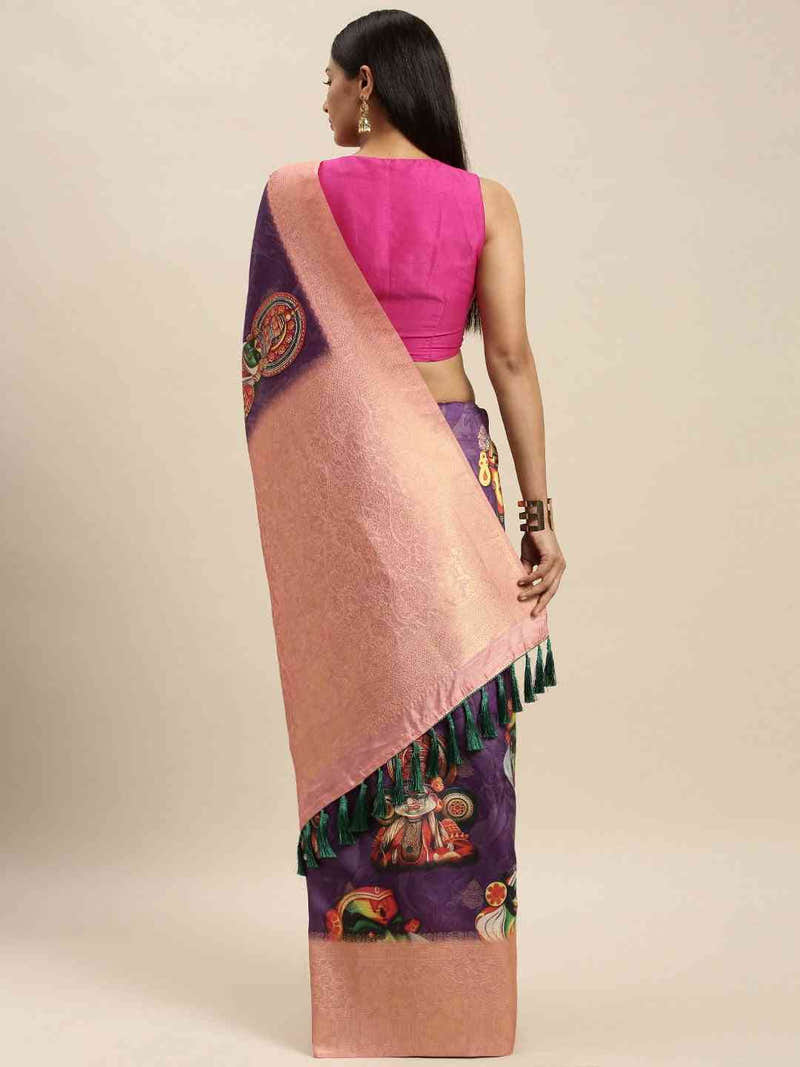 Banarasi Katan Silk Kalamkari Digital Print Saree