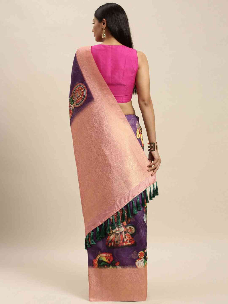 Exclusive Banarasi Katan Silk With Kalamkari Work Saree