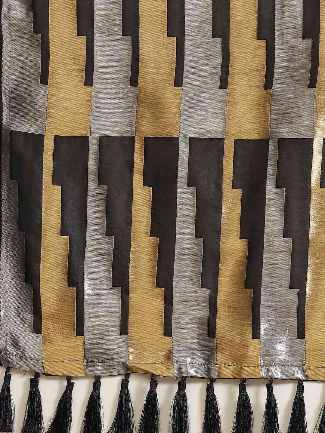 Stylish Black Colour Banarasi Saree with Ethnic Motifs