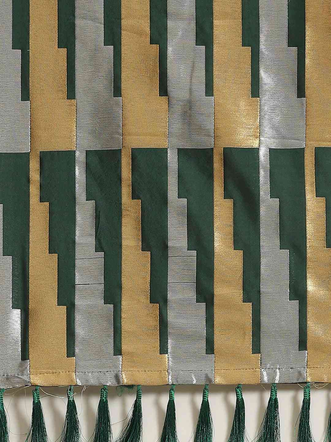 Stylish Dark Green Colour Banarasi Saree with Ethnic Motifs