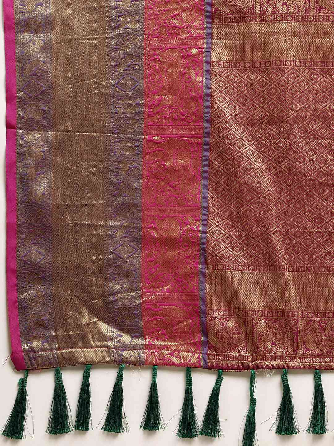 Banarasi Green Colour Silk Cotton Saree With Woven Design