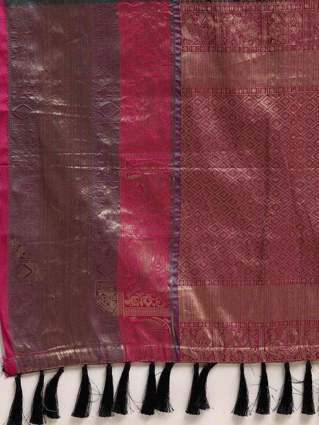 Stylish Banarasi Silk Cotton Woven Saree in Navy Colour