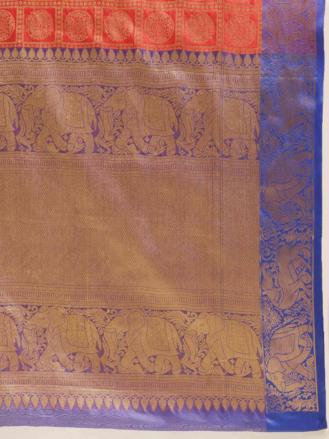 Stylish Kanjivaram Geometric Print Red Colour Silk Saree