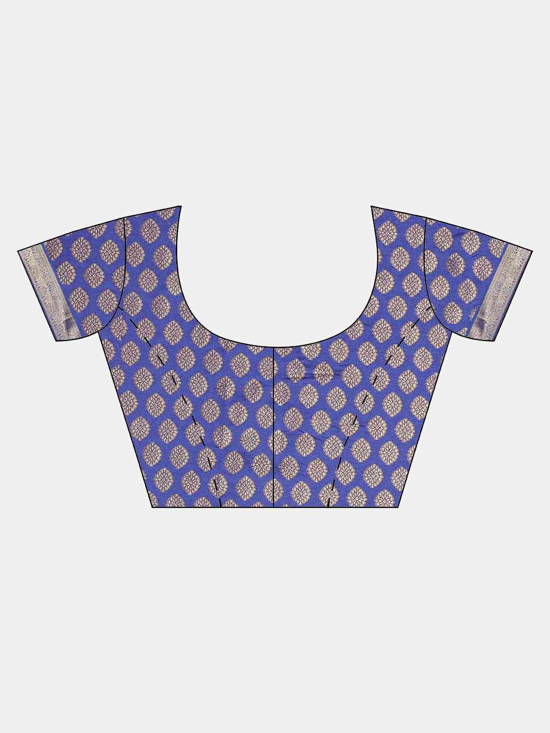 Blue blouse design with gold patterns for Kanjivaram saree