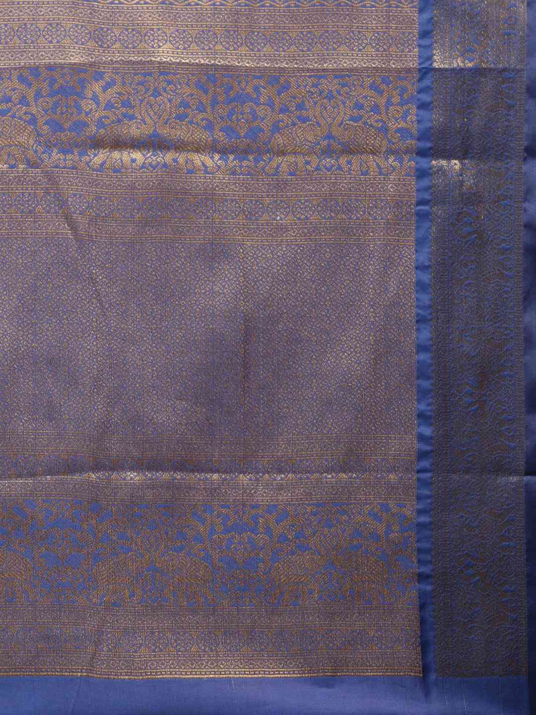 Kanjivaram Silk Saree With Checked Print in Royal Blue
