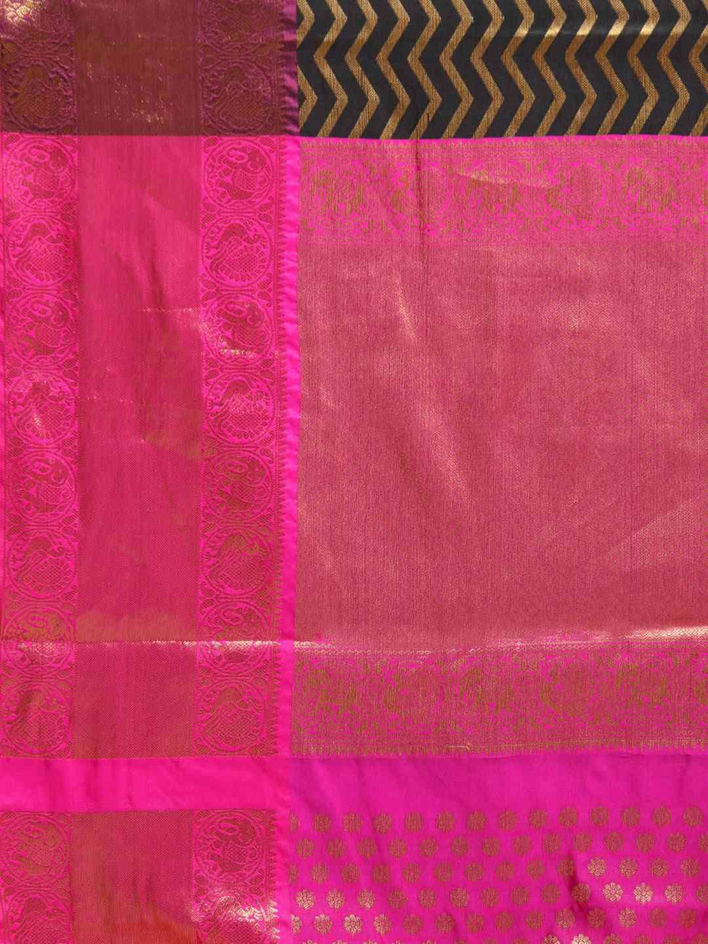 Pure Kanjivaram Silk Black Colour Geometric Print Saree